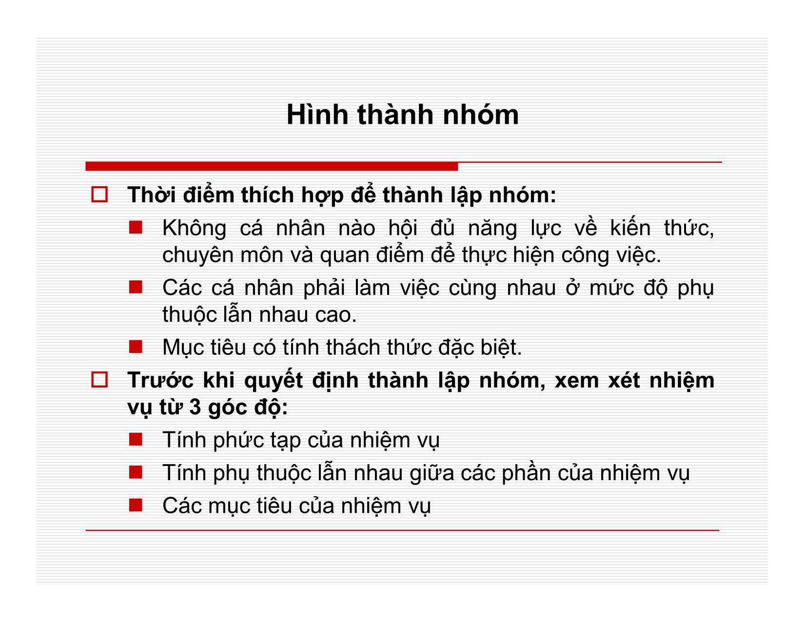 Bài giảng Quản lý học - Chương 9: Làm việc nhóm - Nguyễn Quang Huy trang 4