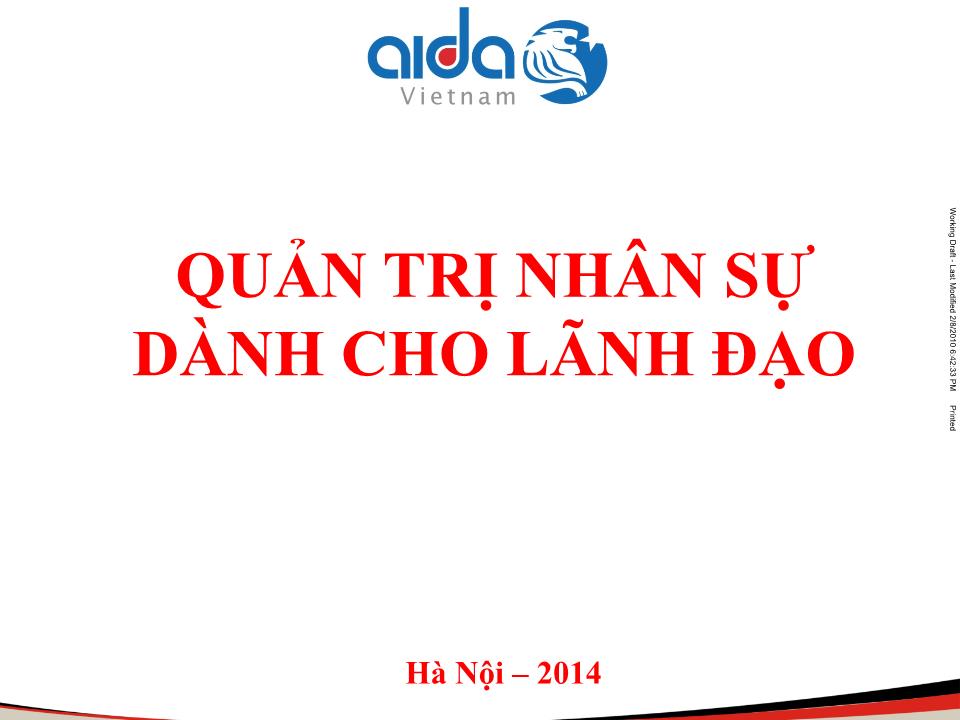 Bài giảng Quản trị nhân sự dành cho lãnh đạo trang 1