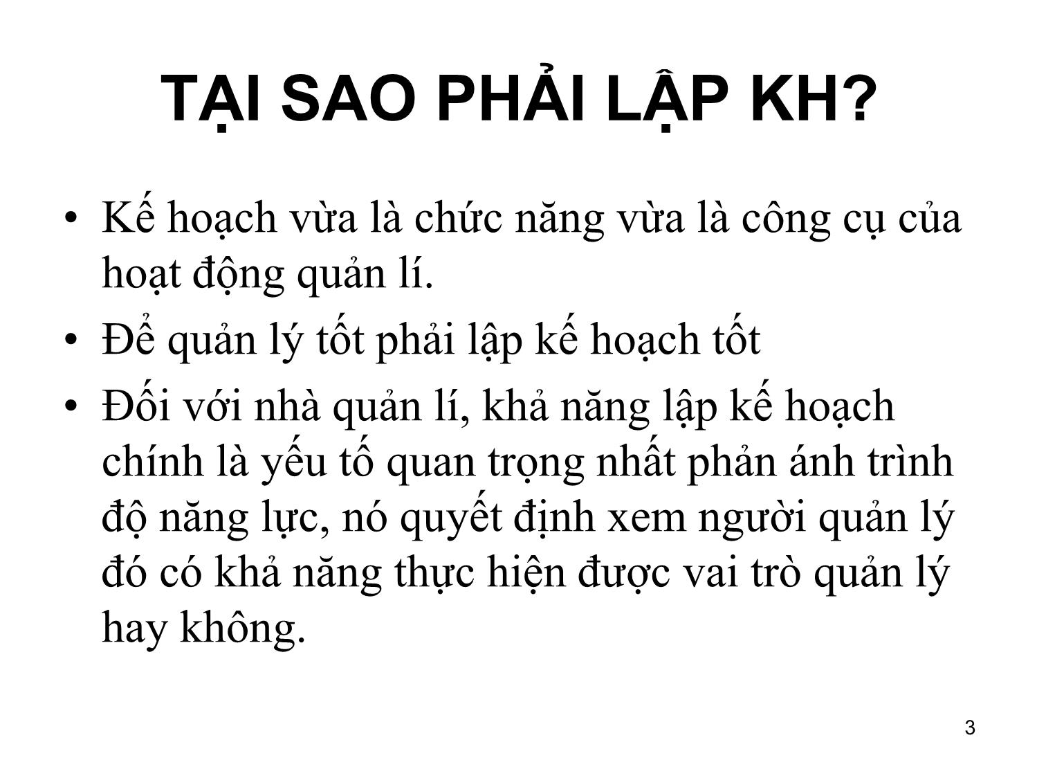 Bài giảng Tổng quan lập kế hoạch trang 3