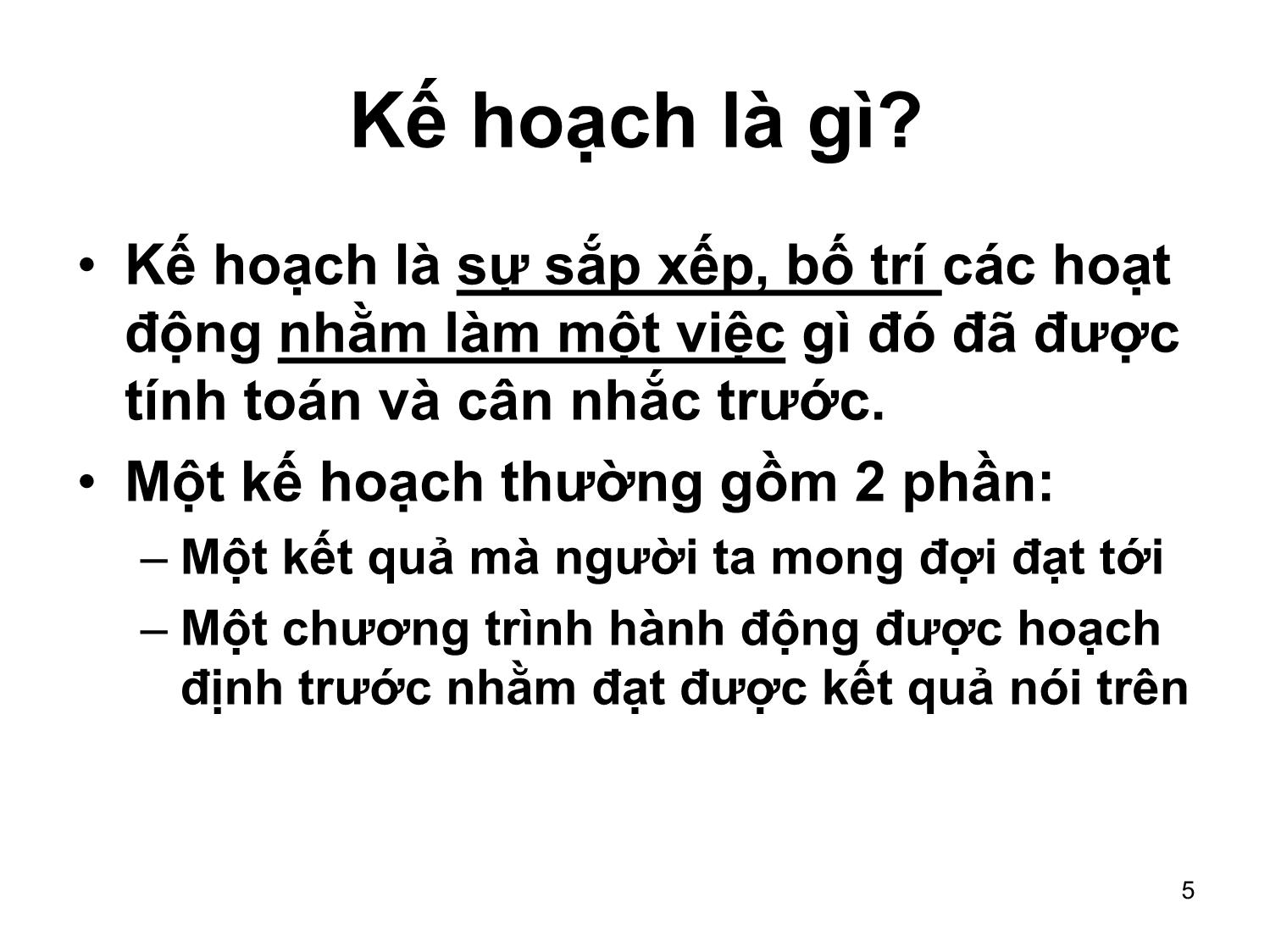 Bài giảng Tổng quan lập kế hoạch trang 5