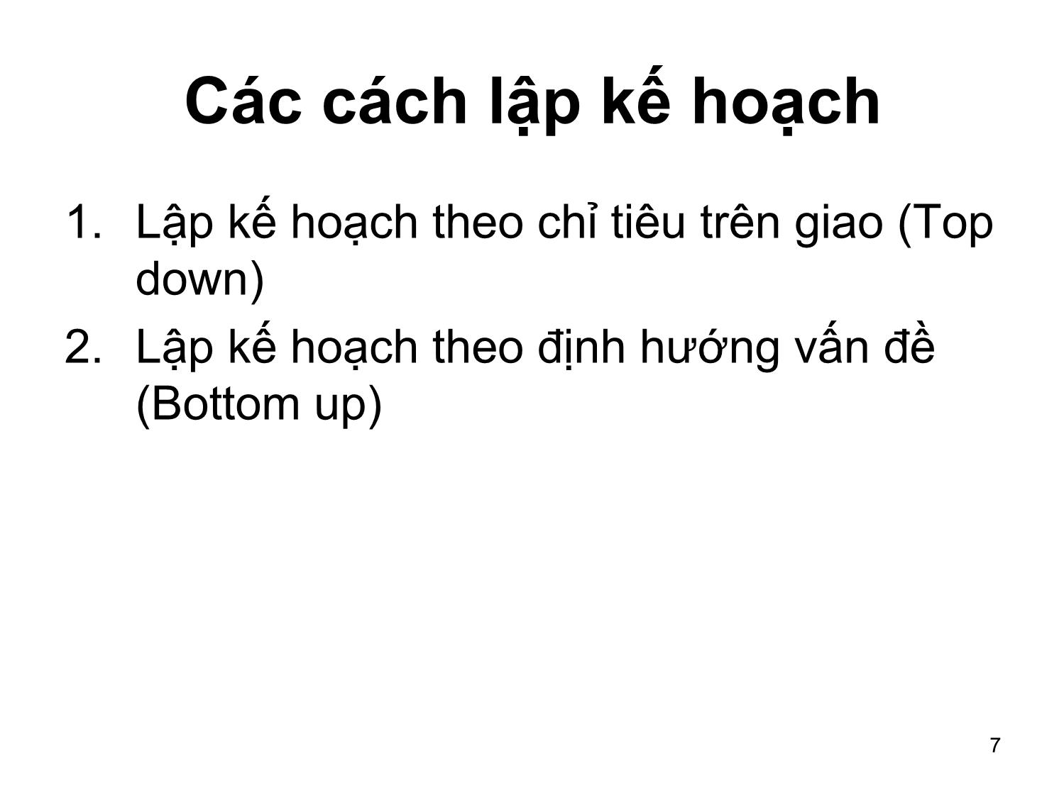 Bài giảng Tổng quan lập kế hoạch trang 7