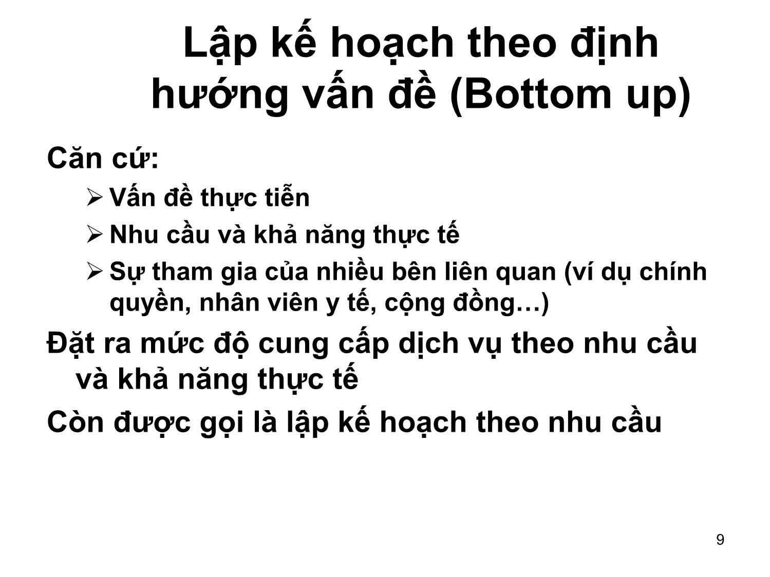 Bài giảng Tổng quan lập kế hoạch trang 9