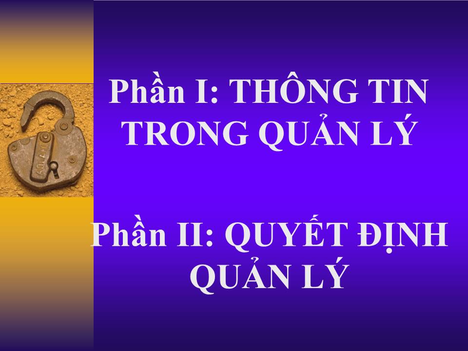 Bài giảng Thông tin trong quản lý trang 1