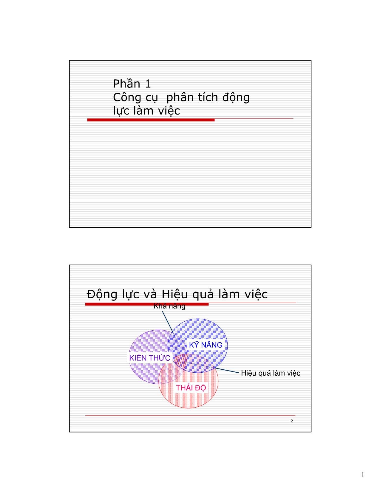 Bài giảng Công cụ phân tích động lực làm việc trang 1