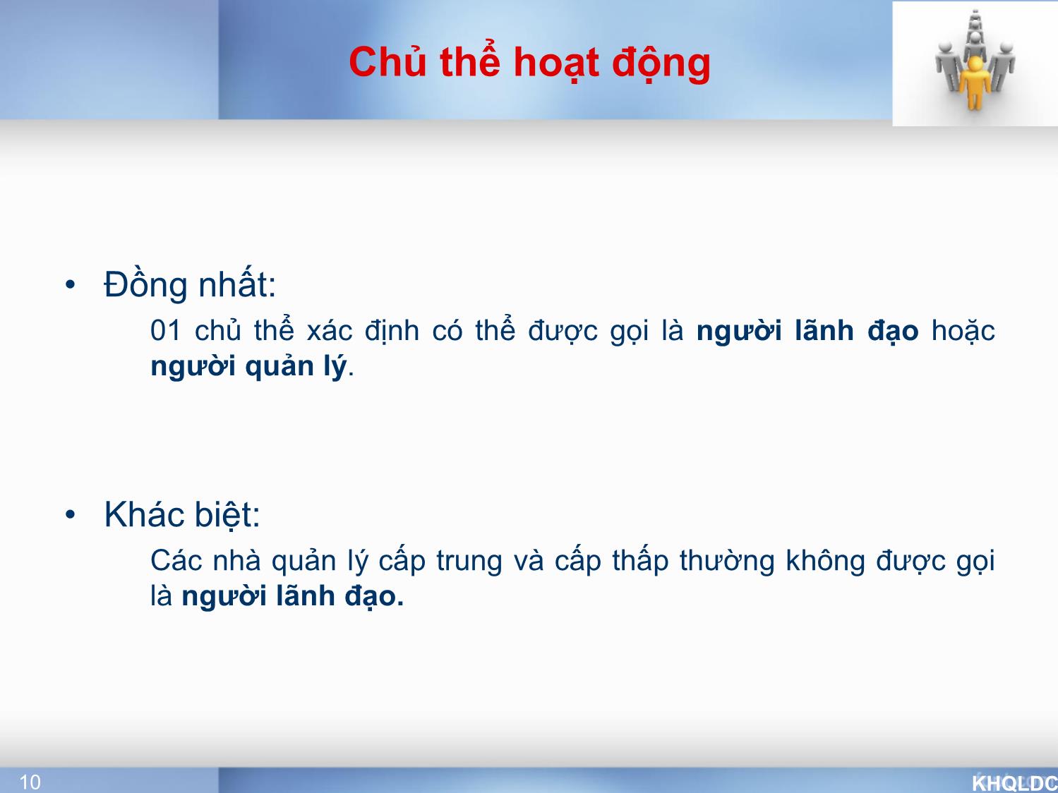 Bài giảng Quản lý đại cương - Chương 7: Chức năng lãnh đạo - Tạ Thị Bích Ngọc trang 10