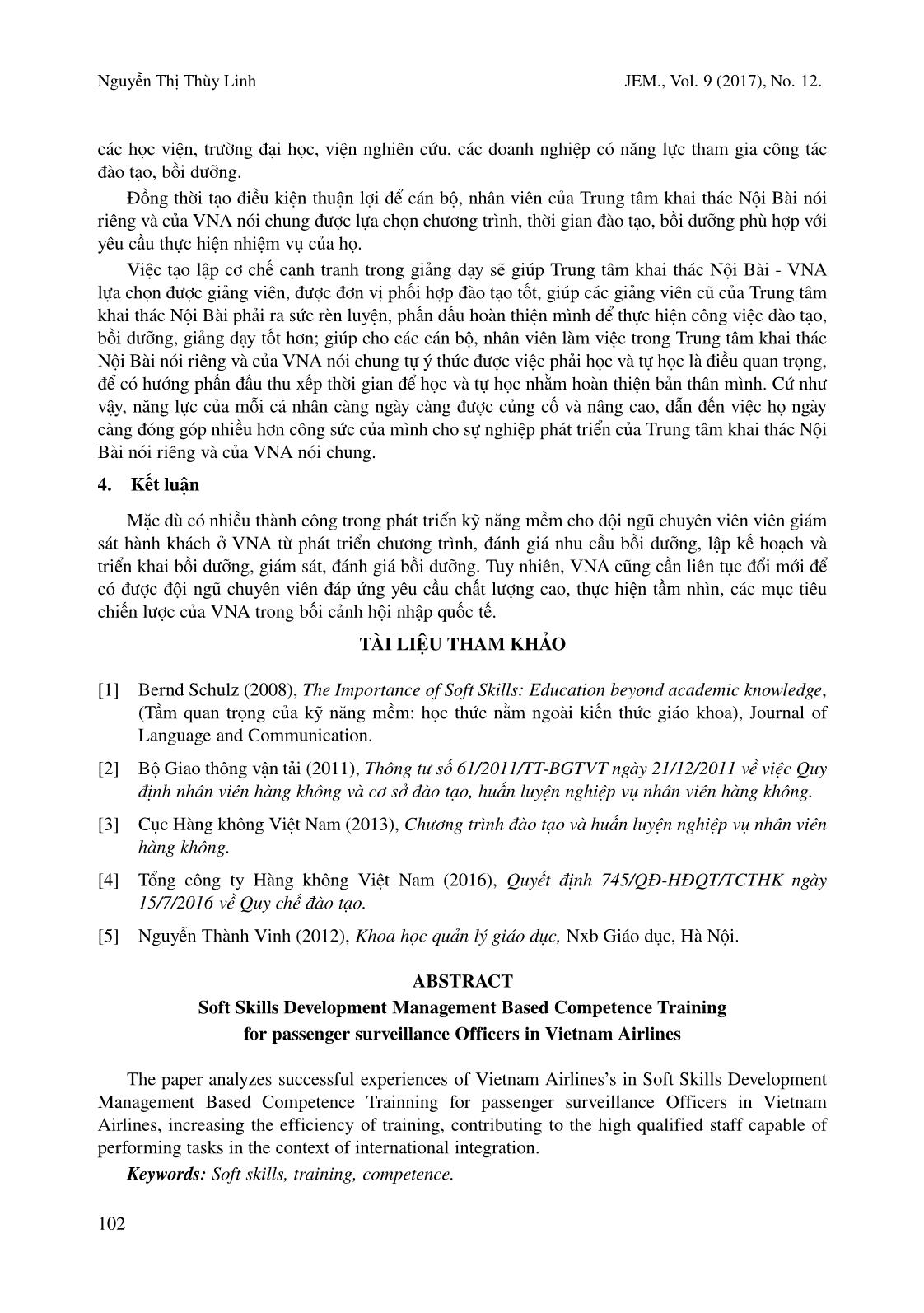 Quản lý phát triển kỹ năng mềm cho chuyên viên giám sát hành khách ở tổng công ty hàng không Việt Nam theo tiếp cận đào tạo dựa trên năng lực trang 7
