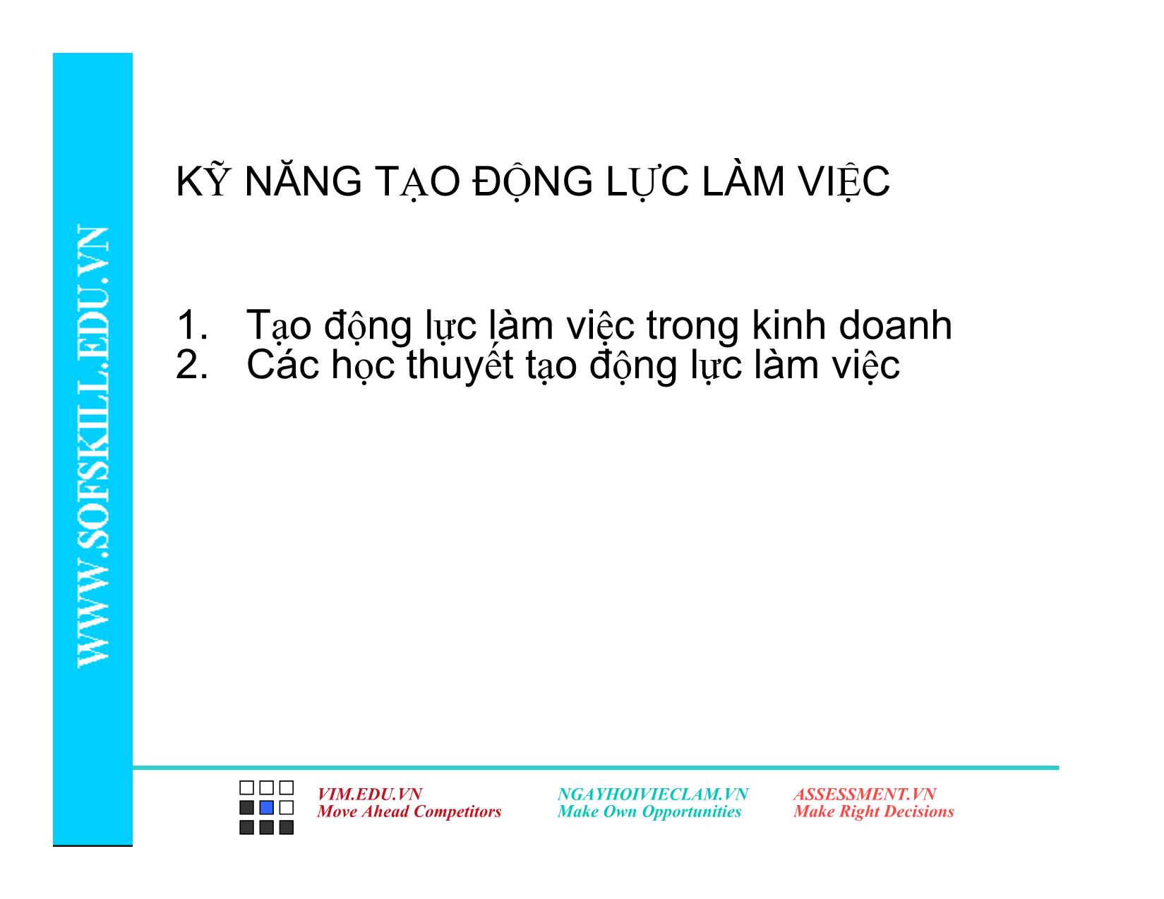 Bài giảng Kỹ năng tạo động lực làm việc trang 2