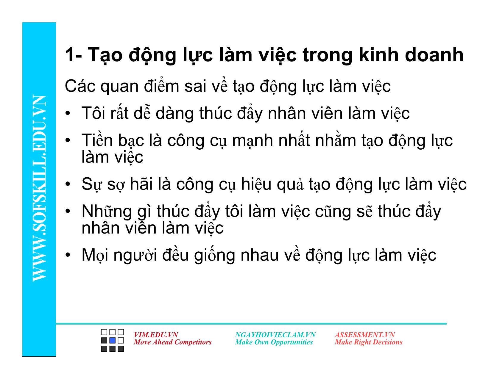 Bài giảng Kỹ năng tạo động lực làm việc trang 6