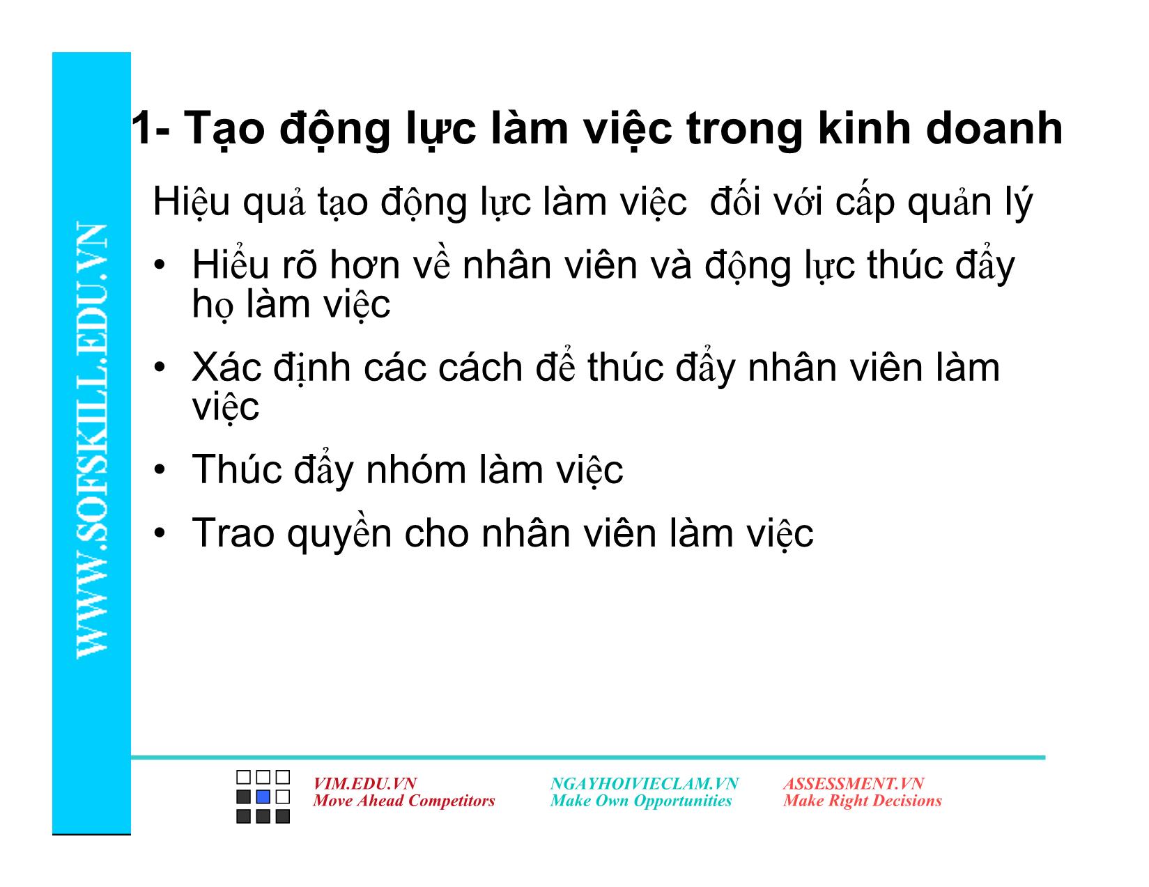 Bài giảng Kỹ năng tạo động lực làm việc trang 8