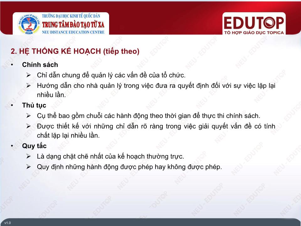 Bài giảng Quản lí - Bài 3: Lập kế hoạch - Phan Kim Chiến trang 9