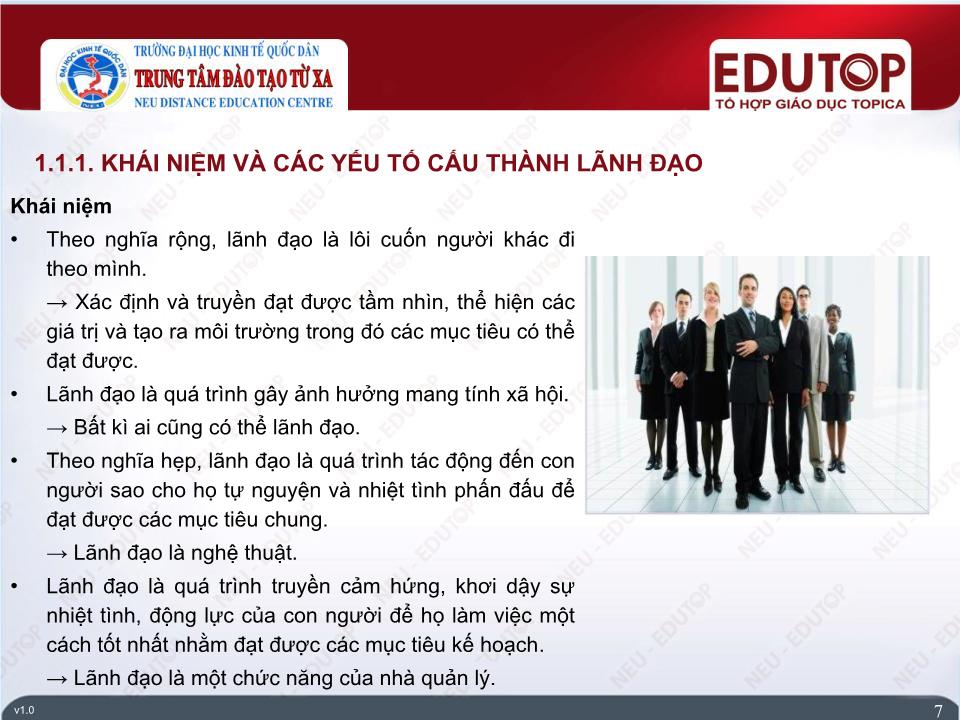 Bài giảng Quản lí - Bài 5: Chức năng lãnh đạo - Phan Kim Chiến trang 7