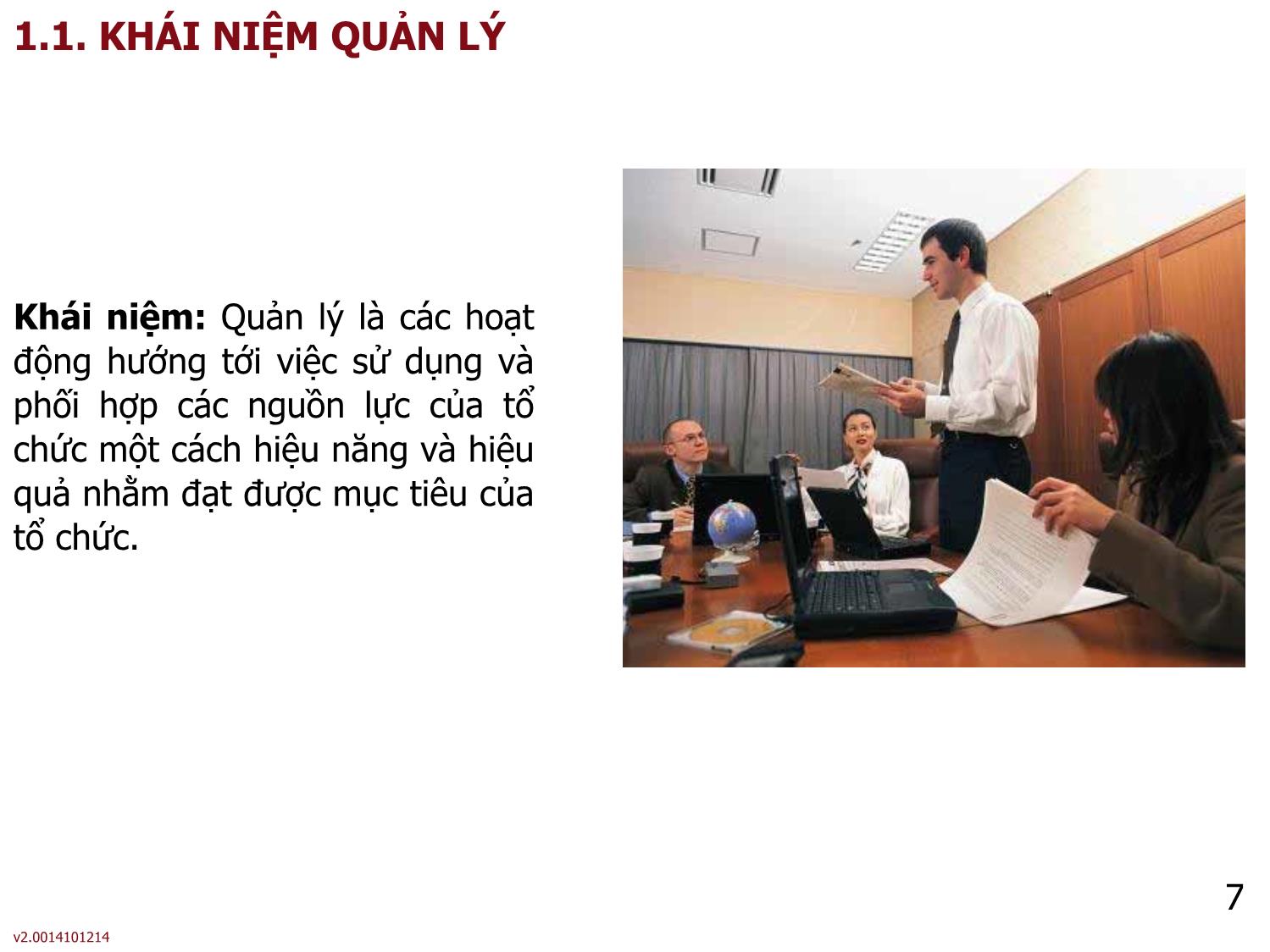 Bài giảng Quản lý - Bài 1: Tổng quan về quản lý trang 7