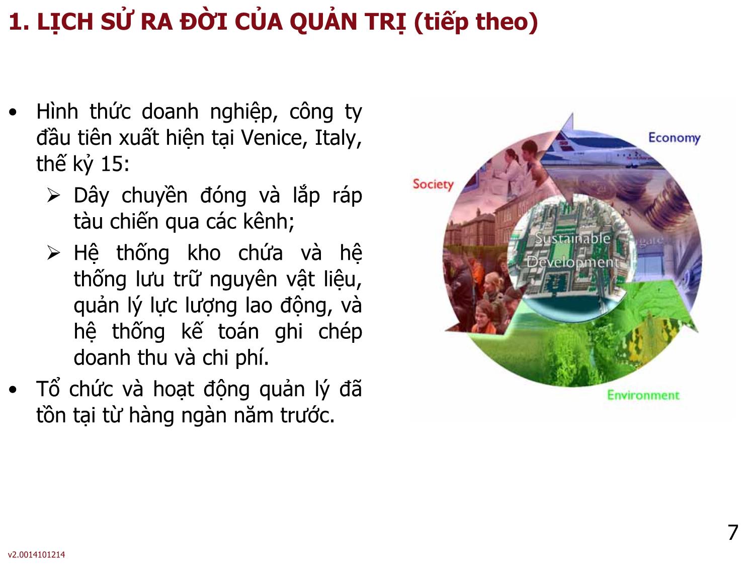 Bài giảng Quản lý - Bài 2: Sự phát triển của tư tưởng quản trị trang 7