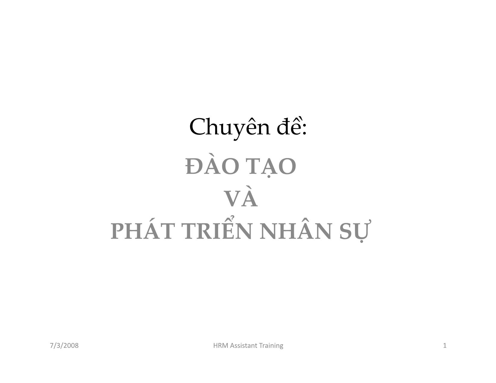 Chuyên đề Đào tạo và phát triển nhân sự trang 1