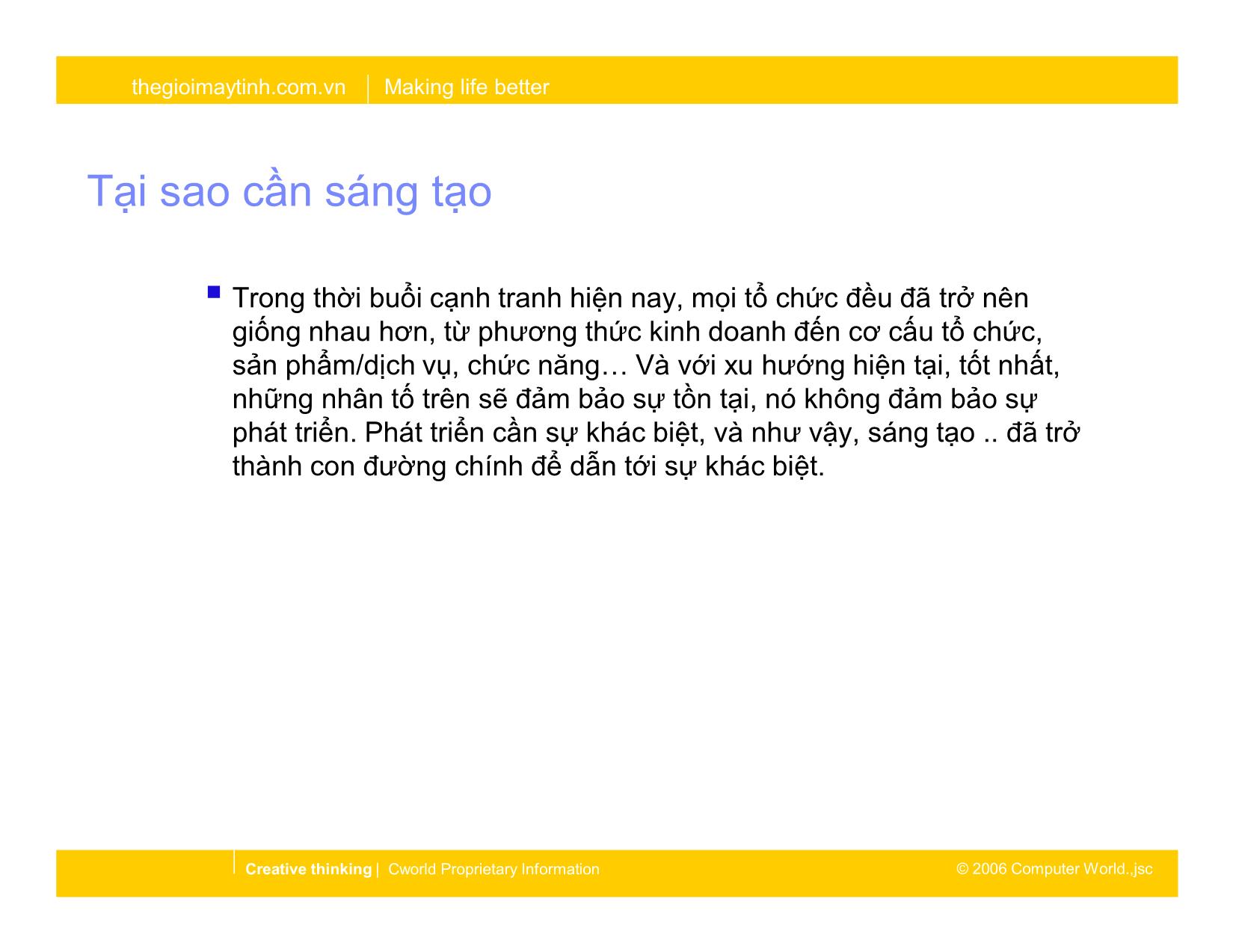 Bài giảng Suy nghĩ sáng tạo làm việc sáng tạo trang 2