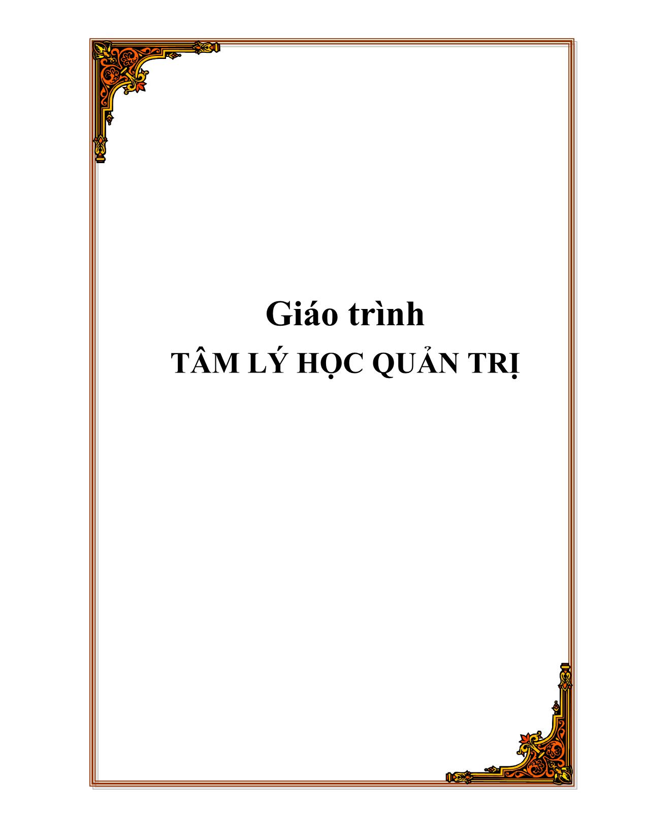 Giáo trình Tâm lý học quản trị trang 1