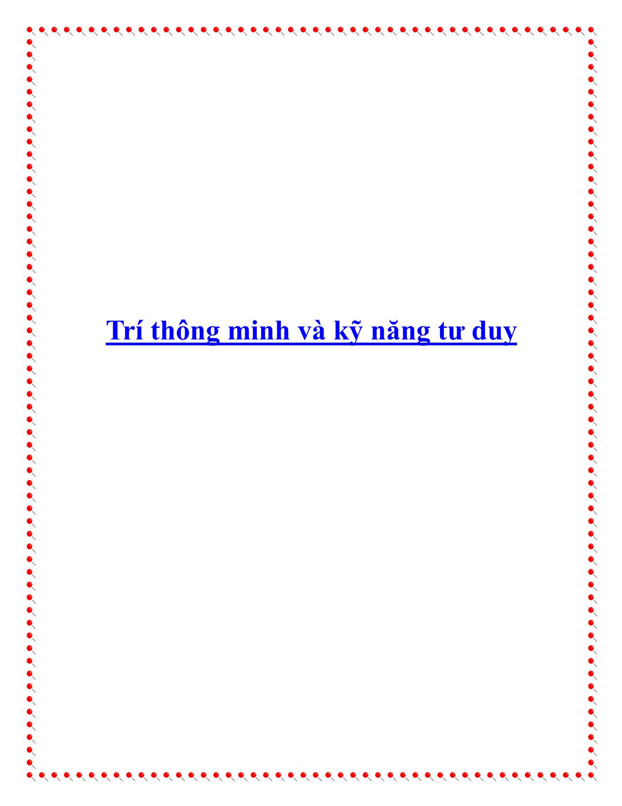 Trí thông minh và kỹ năng tư duy trang 1