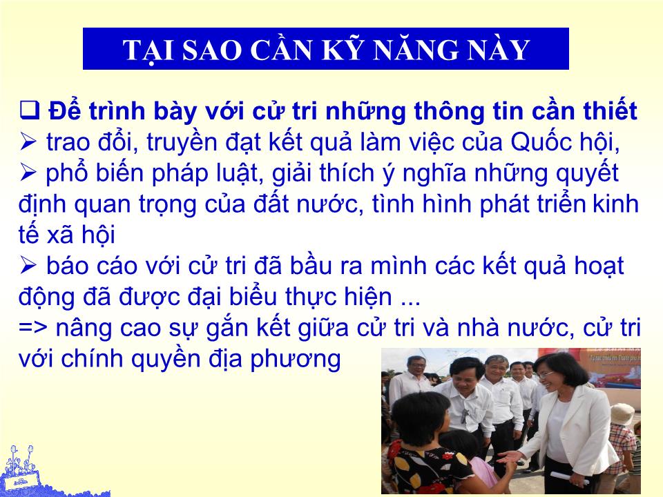 Bài giảng Kỹ năng chuẩn bị, trình bày và phản hồi ý kiến cử tri trang 4