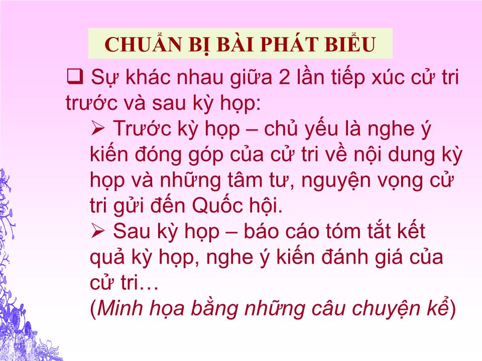 Bài giảng Kỹ năng chuẩn bị, trình bày và phản hồi ý kiến cử tri trang 8