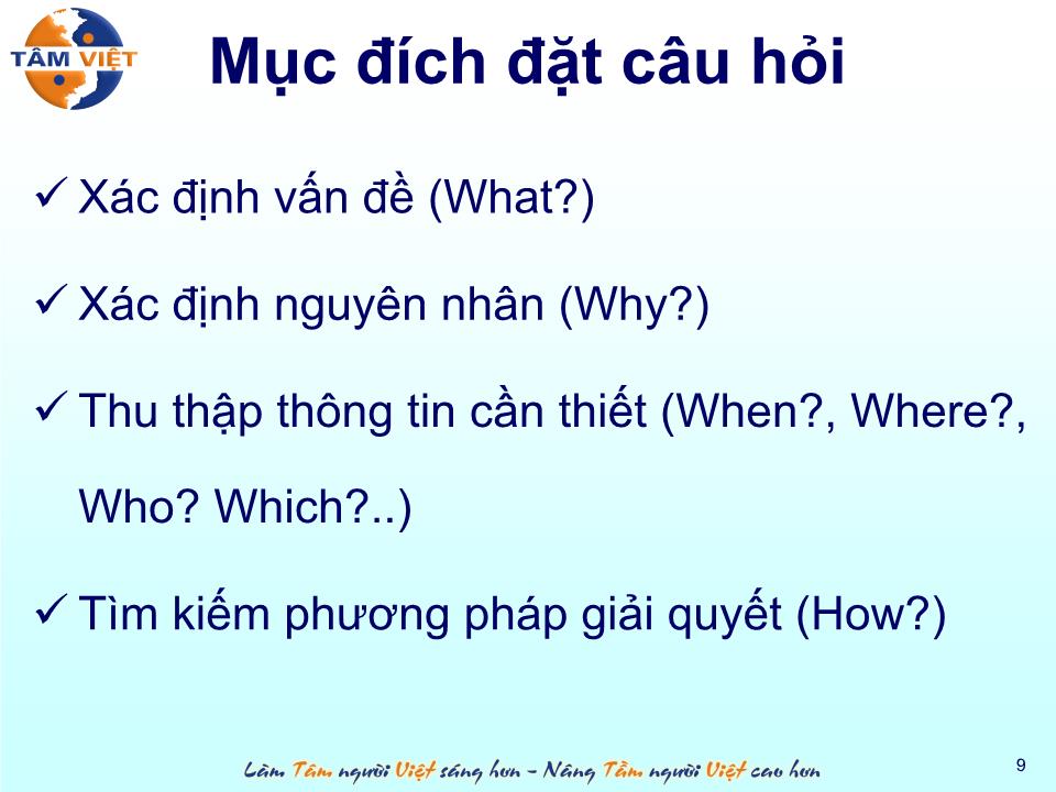 Bài giảng Kỹ năng đặt câu hỏi (Bản hay) trang 9