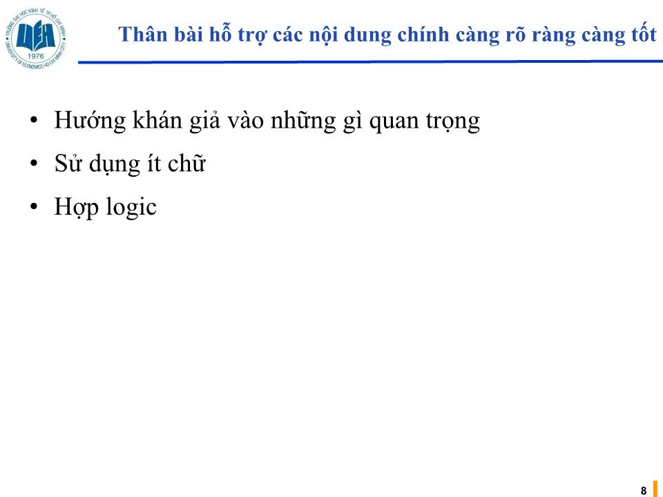 Bài giảng Kỹ năng soạn slides trong thuyết trình trang 8