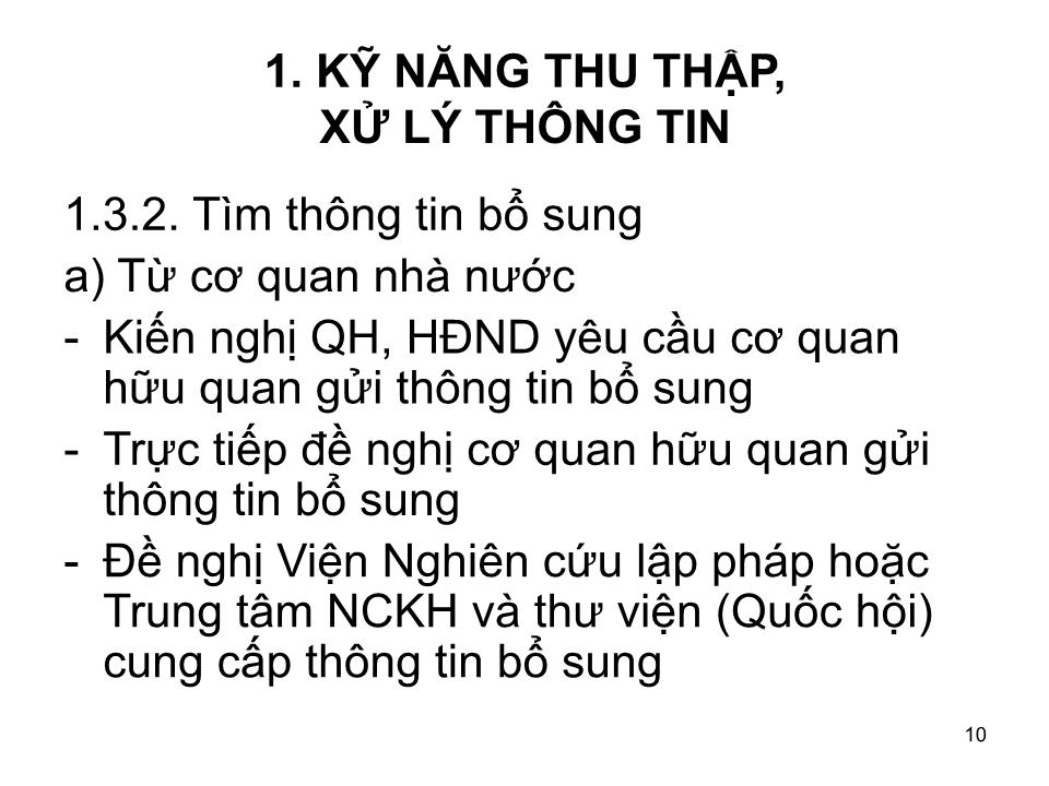 Bài giảng Kỹ năng thu thập, xử lý thông tin và thuyết trình trang 10