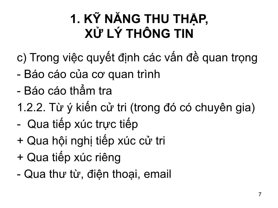 Bài giảng Kỹ năng thu thập, xử lý thông tin và thuyết trình trang 7