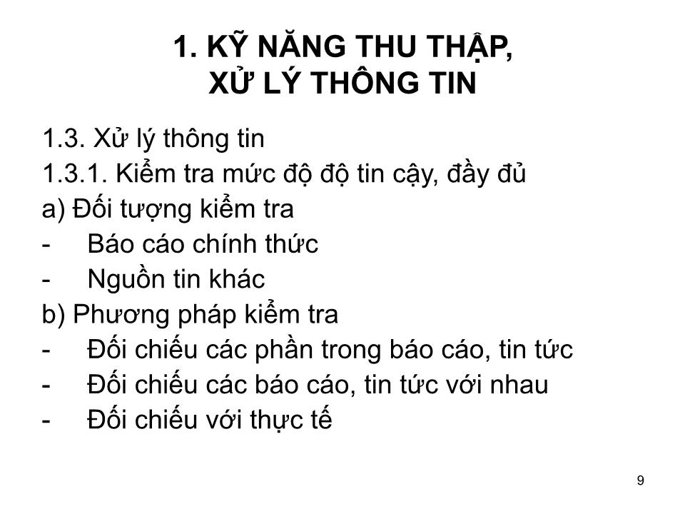 Bài giảng Kỹ năng thu thập, xử lý thông tin và thuyết trình trang 9