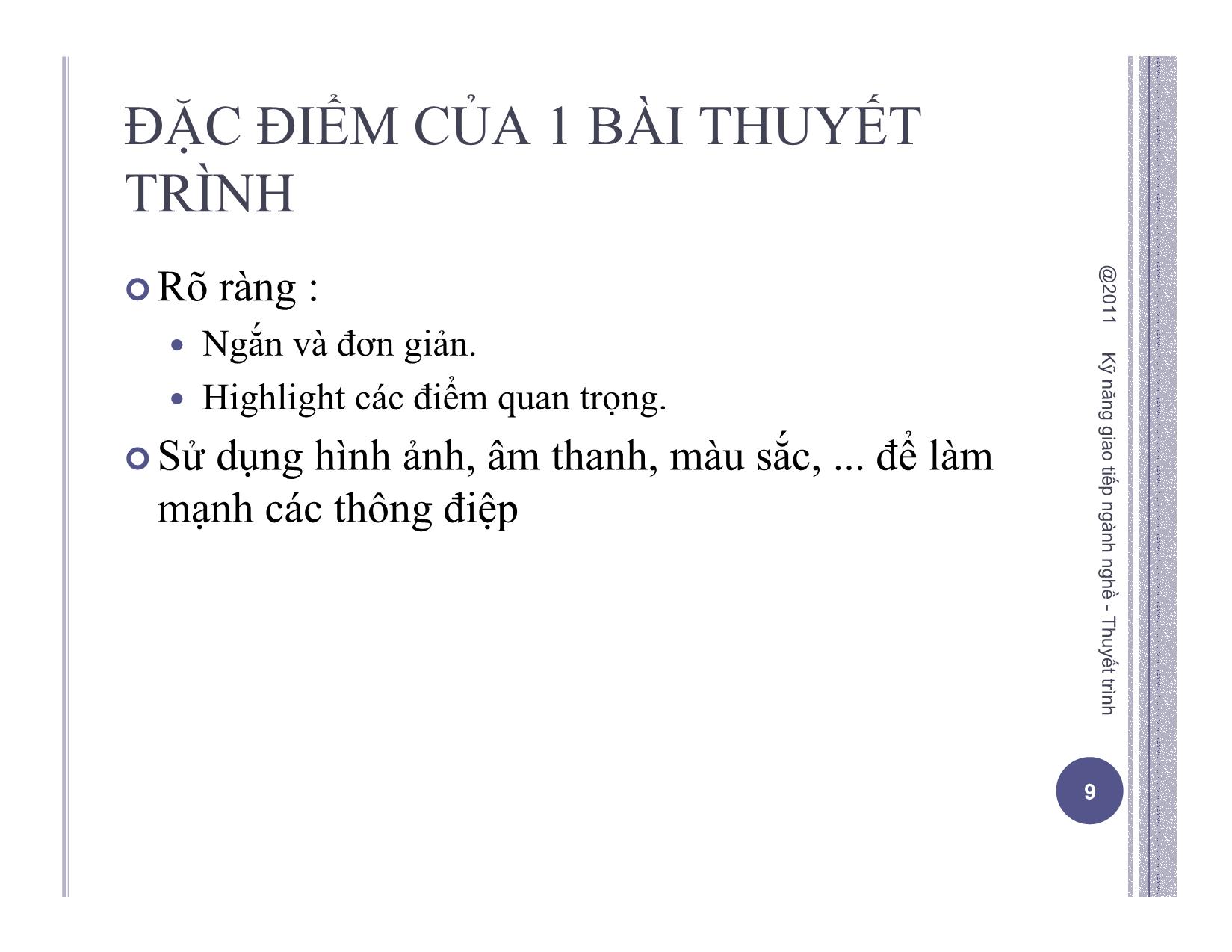 Bài giảng Kỹ năng thuyết trình (Bản mới) trang 9