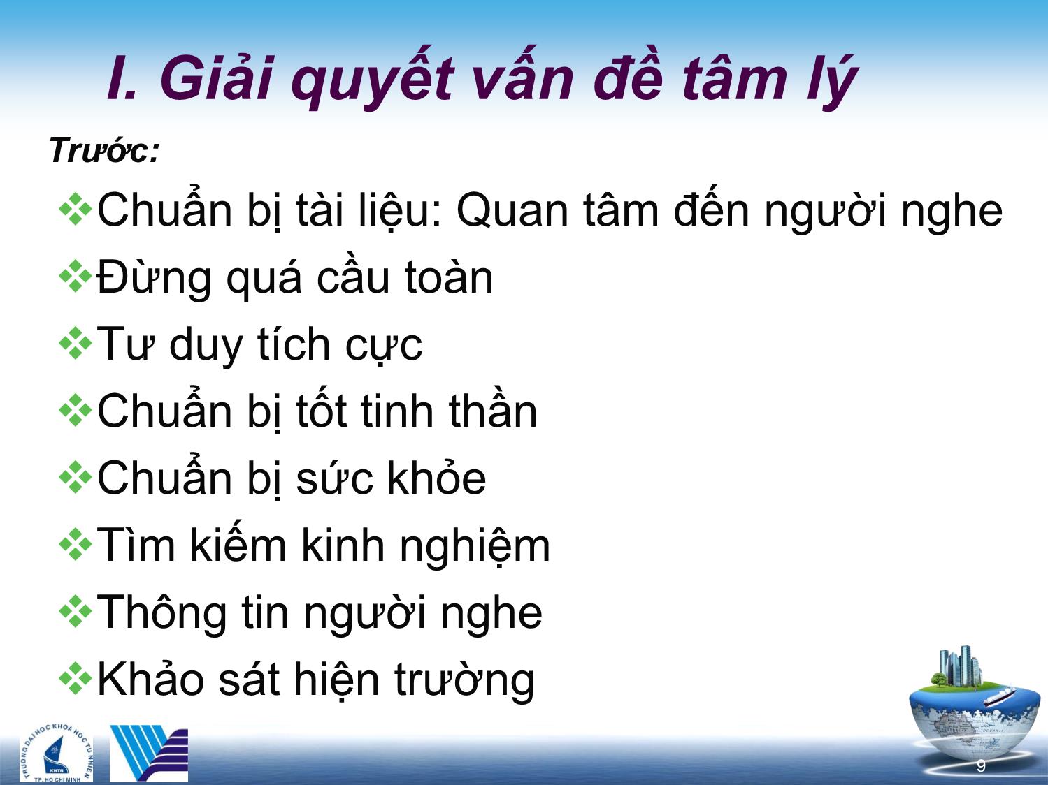 Bài giảng Kỹ năng trình bày trước đám đông trang 9