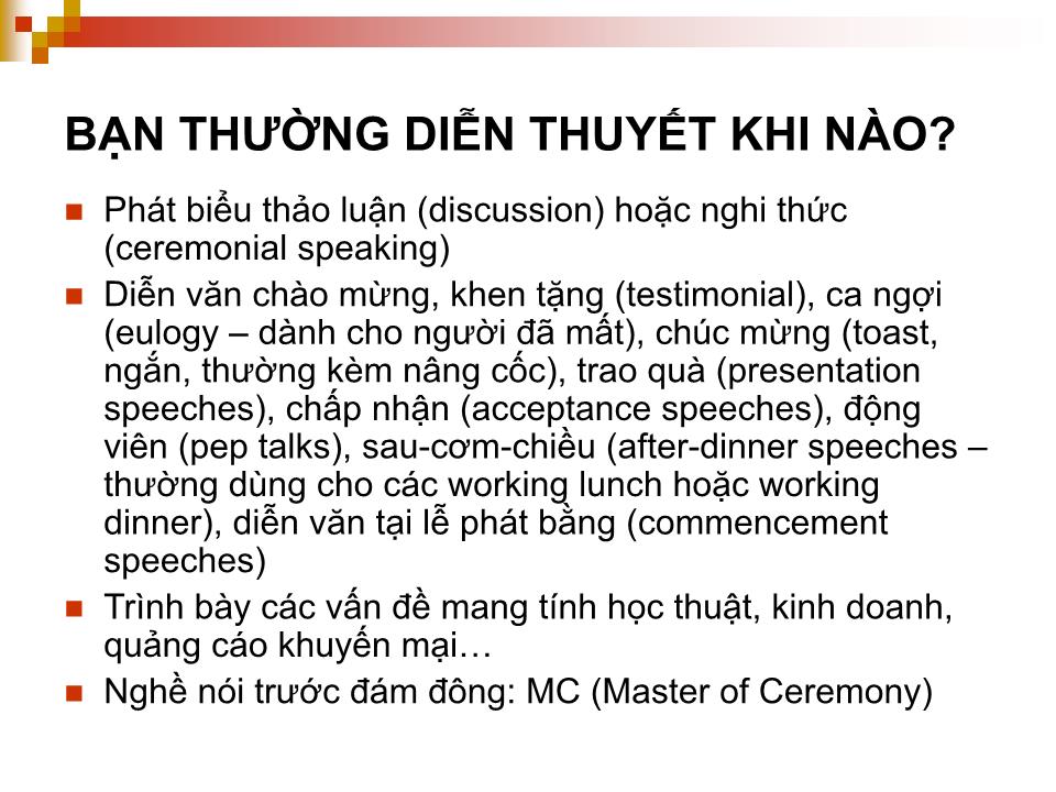 Bài giảng Nói trước đám đông (diễn thuyết) trang 3