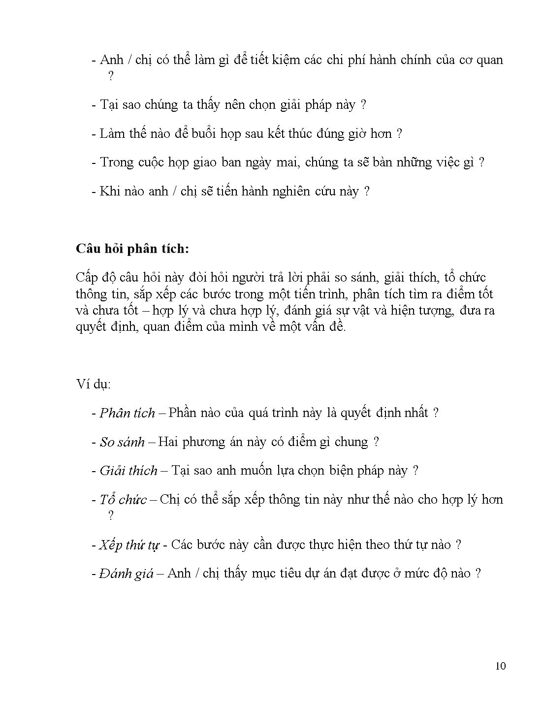 Đề tài Kỹ năng đặt câu hỏi trang 10