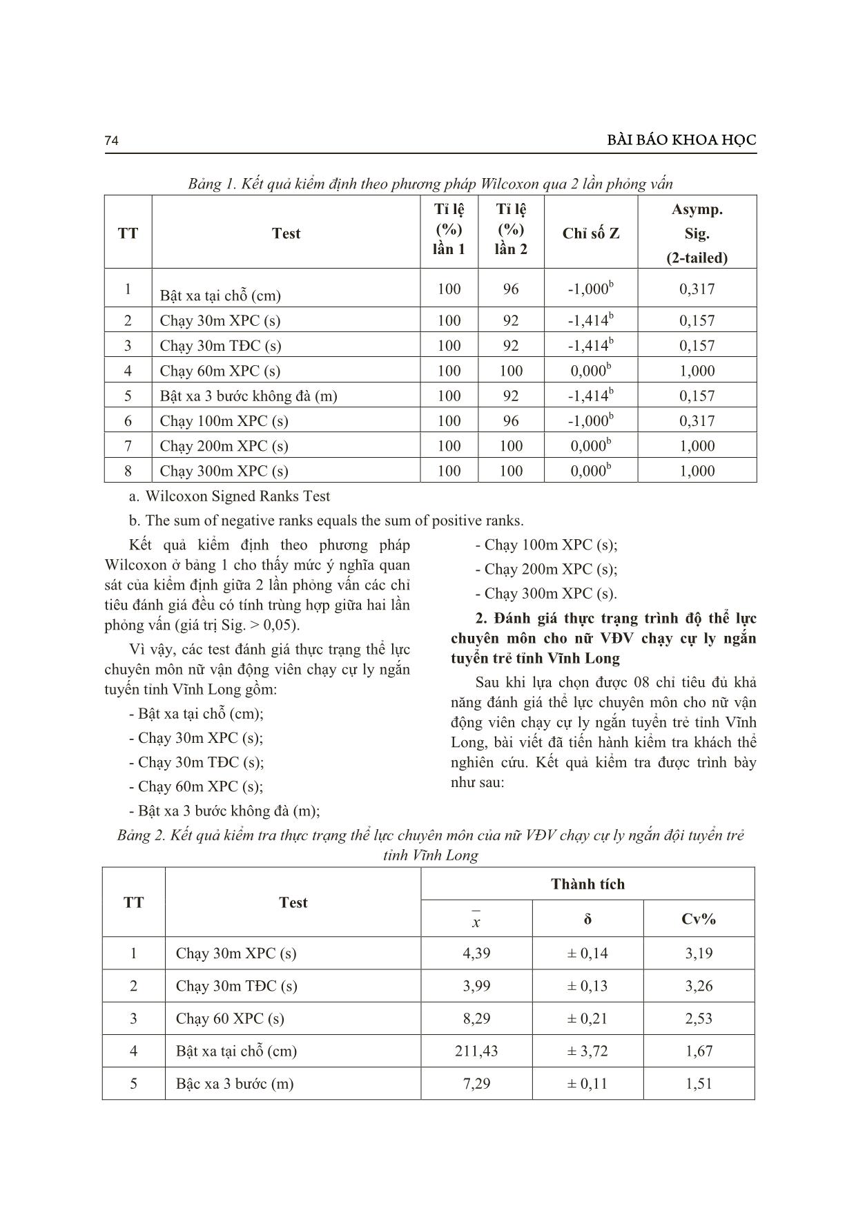 Đánh giá thực trạng trình độ thể lực chuyên môn của nữ vận động viên chạy cự ly ngắn tuyển trẻ tỉnh Vĩnh Long trang 3