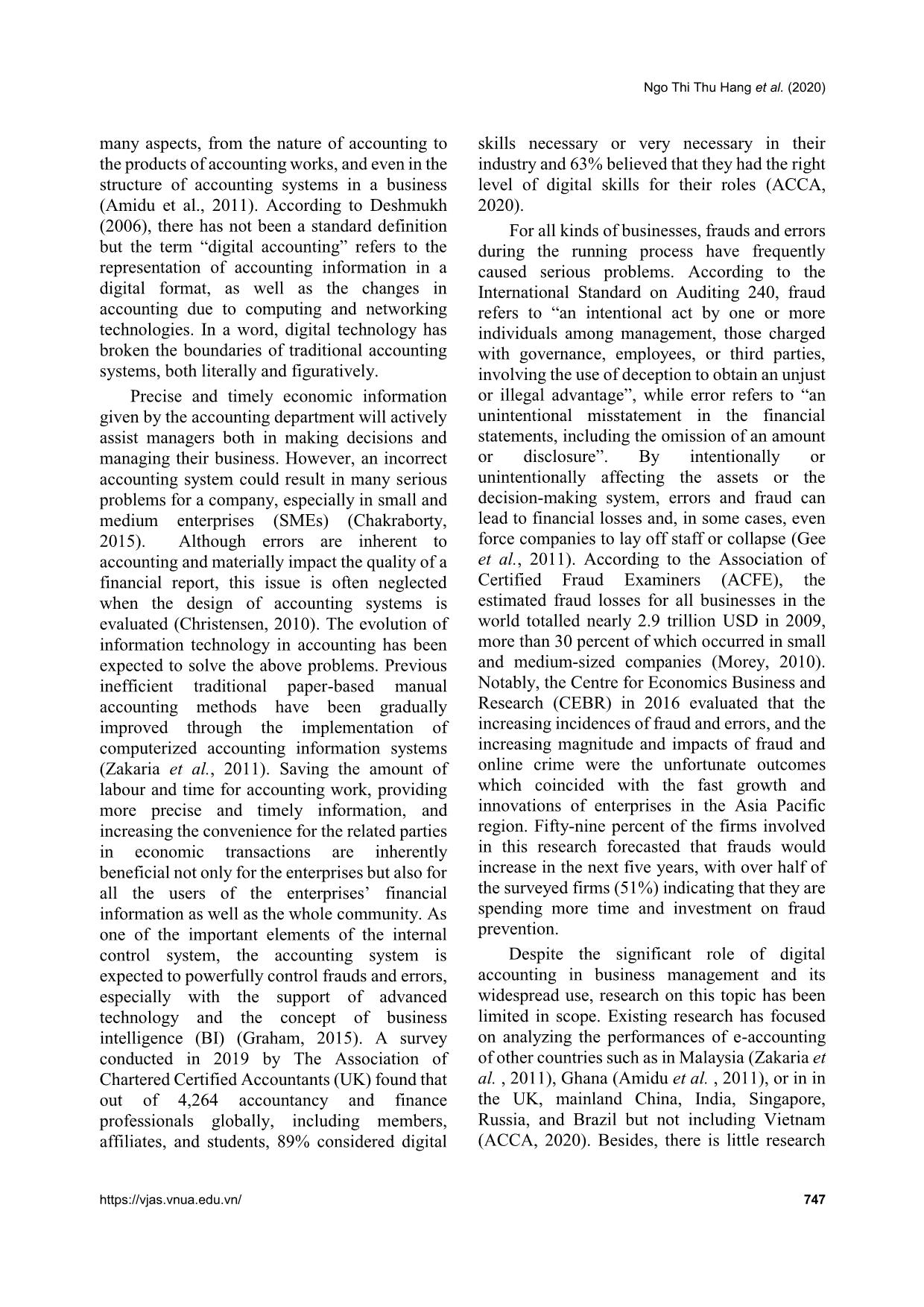 Factors affecting the capacity of accounting software in controlling frauds and errors in small and medium enterprises (smes): A case study of smes in Ha Noi, Viet Nam trang 2