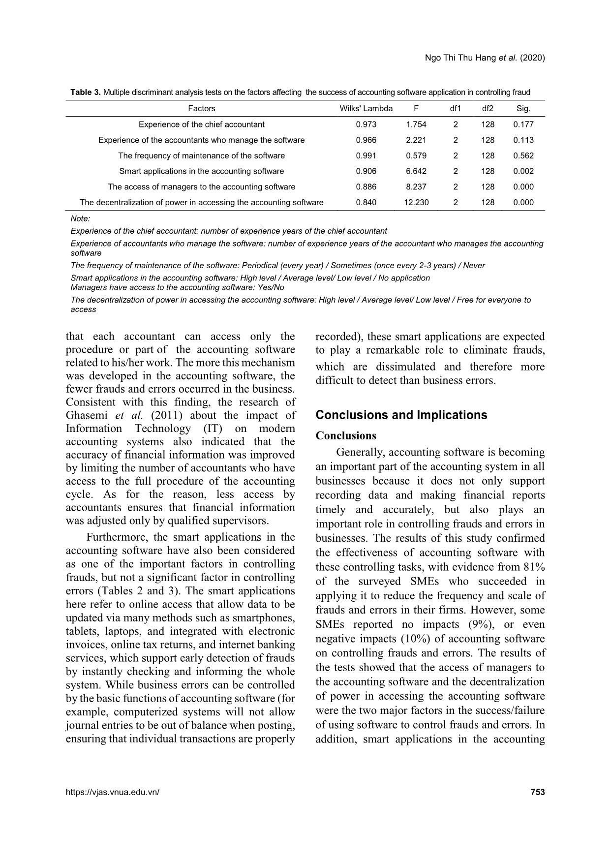 Factors affecting the capacity of accounting software in controlling frauds and errors in small and medium enterprises (smes): A case study of smes in Ha Noi, Viet Nam trang 8