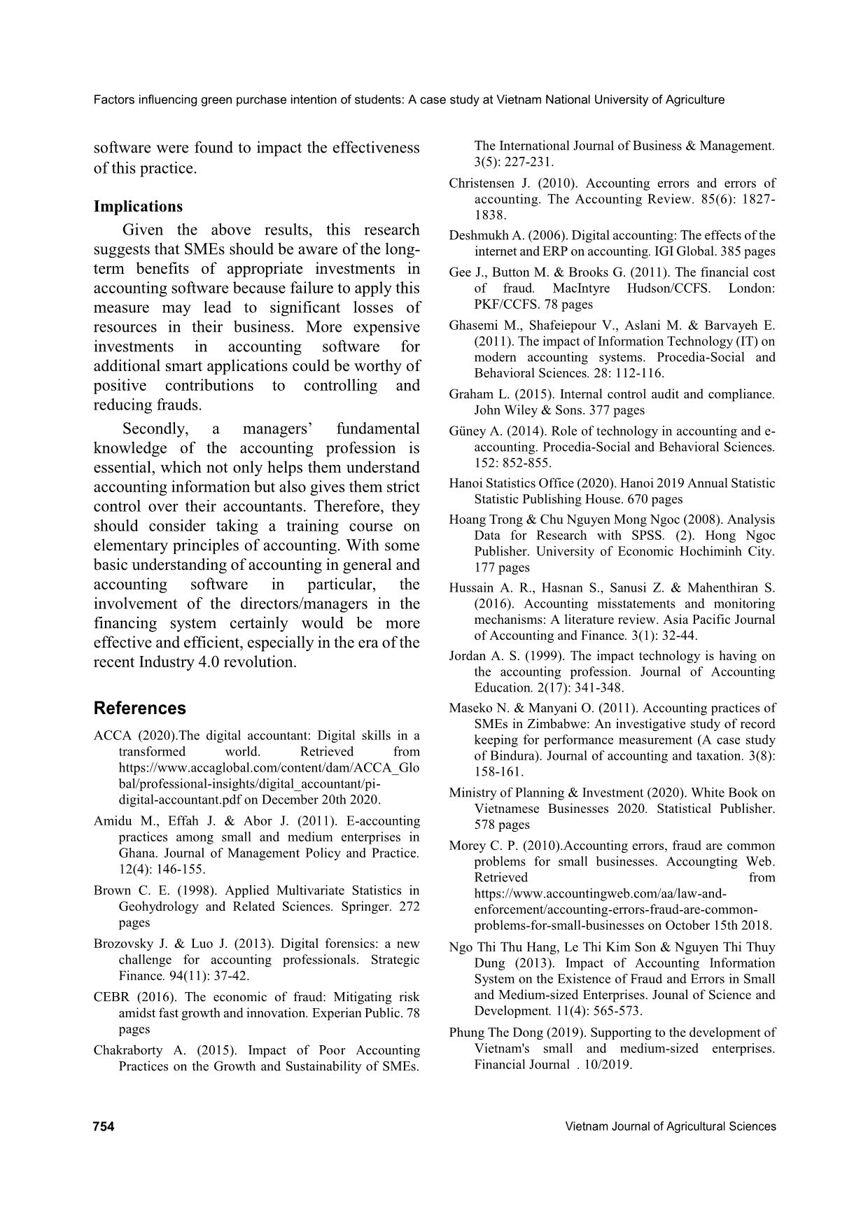 Factors affecting the capacity of accounting software in controlling frauds and errors in small and medium enterprises (smes): A case study of smes in Ha Noi, Viet Nam trang 9