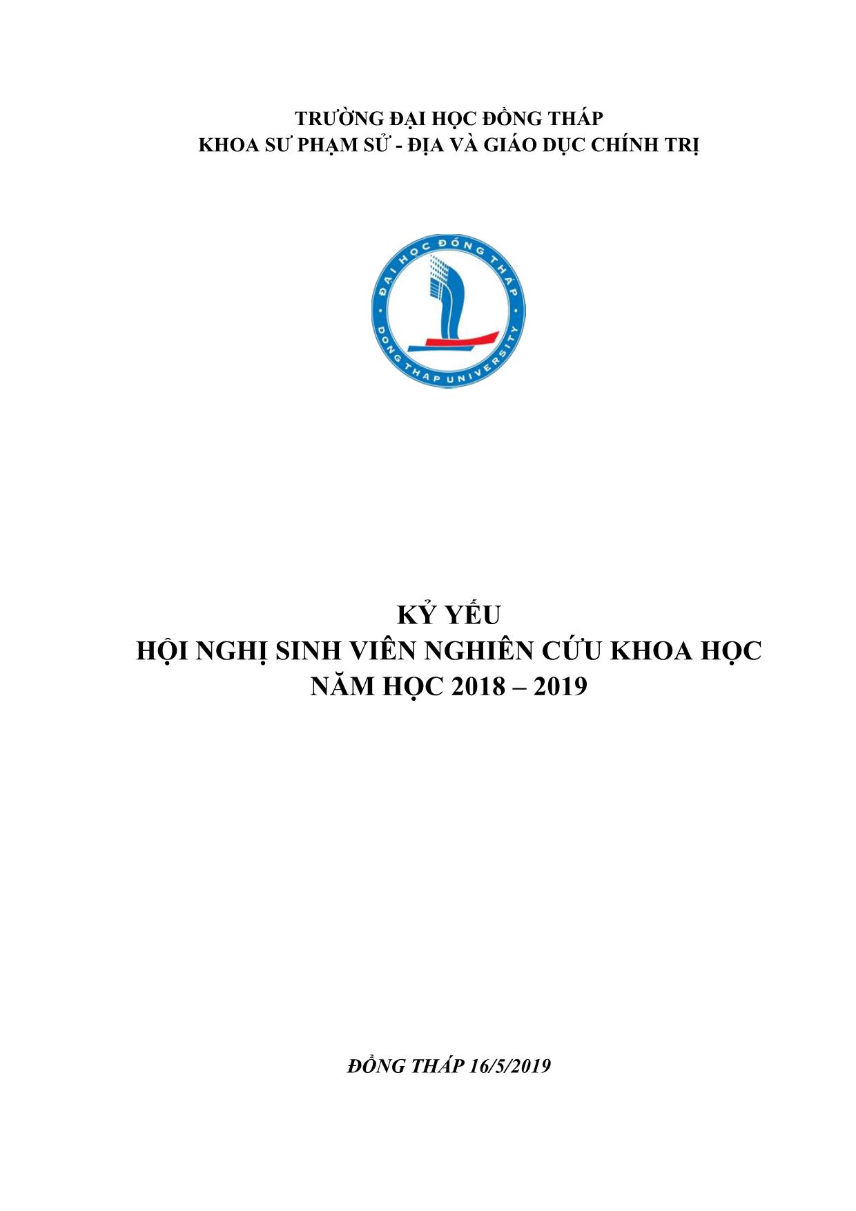 Tài liệu Hội nghị sinh viên nghiên cứu khoa học năm học 2018 – 2019 trang 1