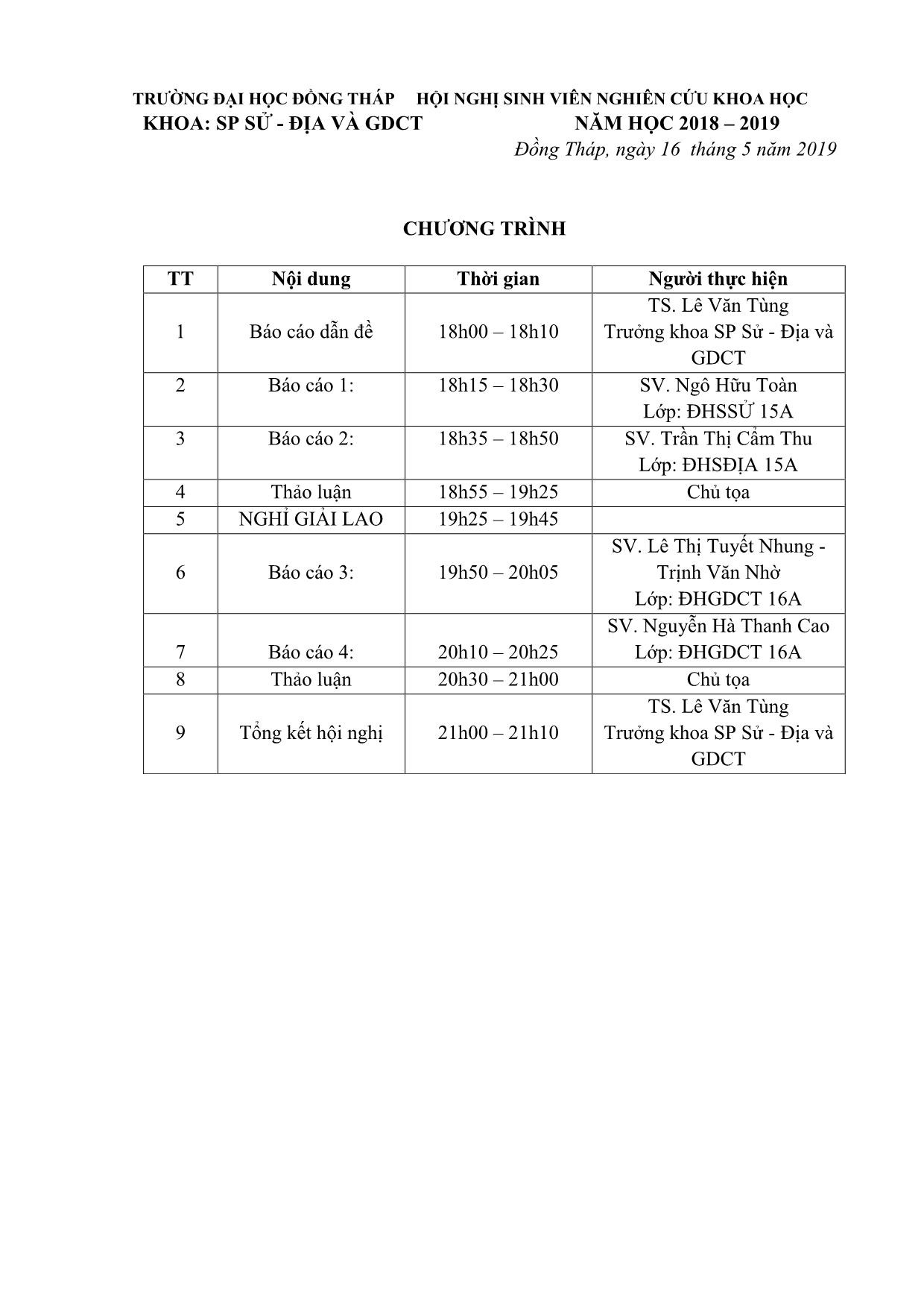 Tài liệu Hội nghị sinh viên nghiên cứu khoa học năm học 2018 – 2019 trang 3