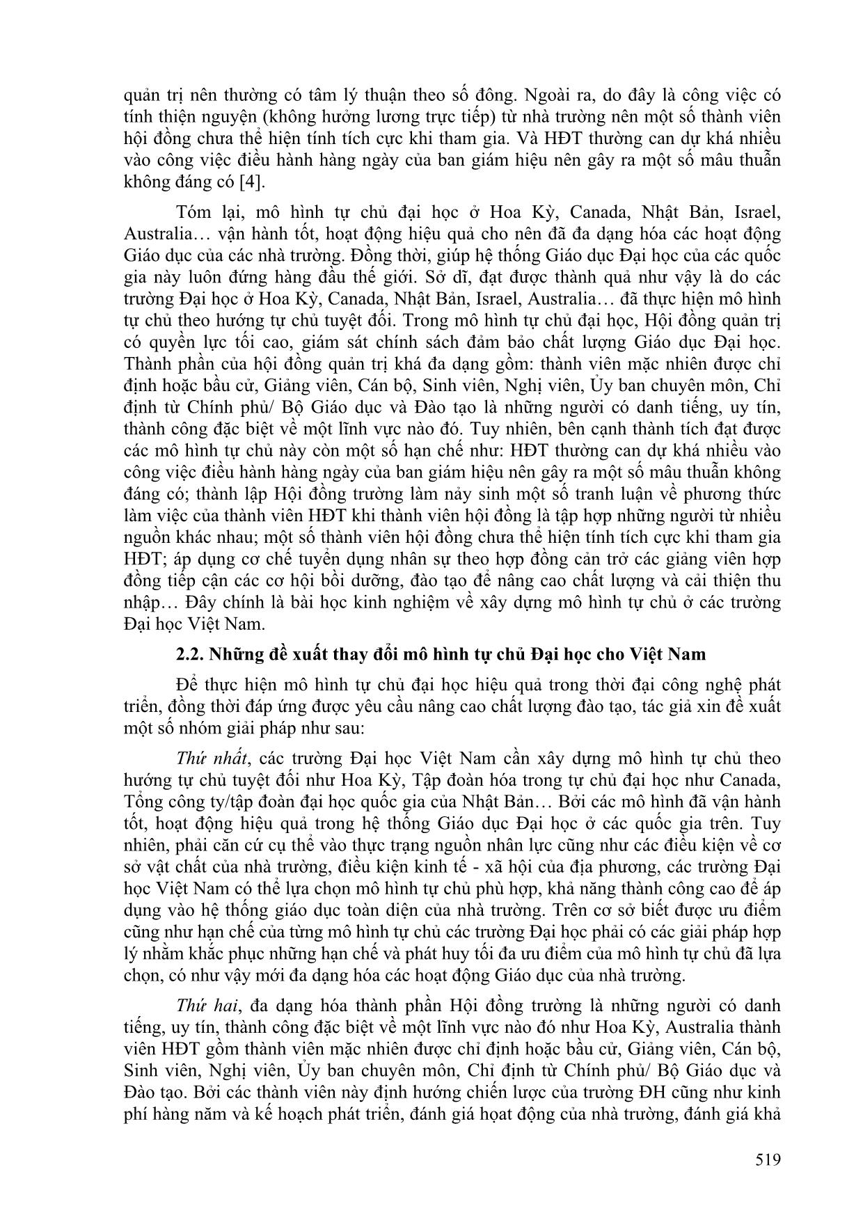 Mô hình tự chủ trong giáo dục Đại học ở Hoa Kỳ, Canada, Nhật Bản, Israel, Australia và những đề xuất cho Việt Nam trang 5