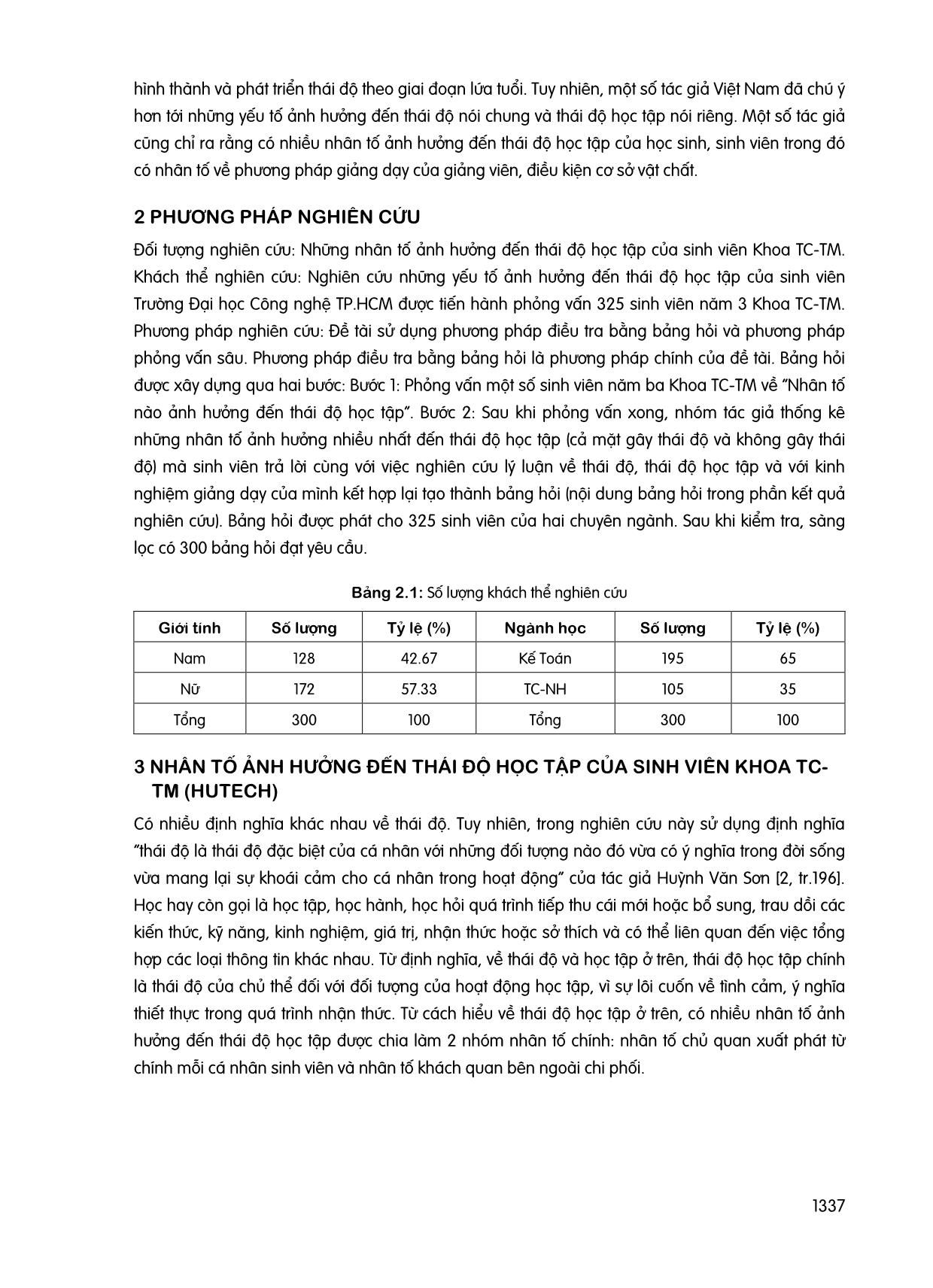 Nghiên cứu những nhân tố ảnh hưởng đến thái độ học tập của sinh viên khoa tài chính - thương mại trường đại học công nghệ thành phố Hồ Chí Minh (Hutech) trang 2