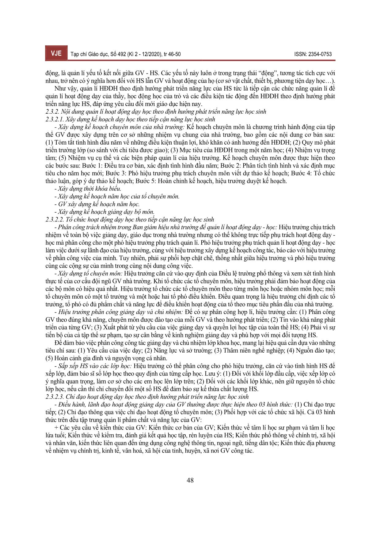 Quản lí hoạt động dạy học theo định hướng phát triển năng lực học sinh trong nhà trường phổ thông trang 3