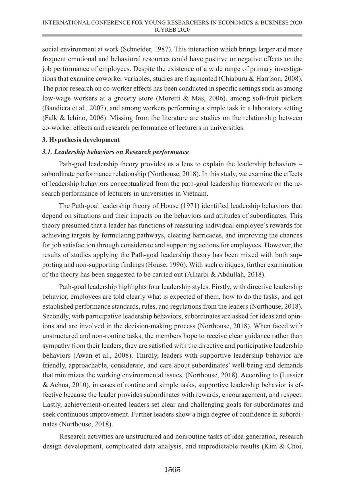 Tác động của các yếu tố cấp bộ môn đến hiệu quả nghiên cứu khoa học của giảng viên: Nghiên cứu thực nghiệm tại Việt Nam trang 5