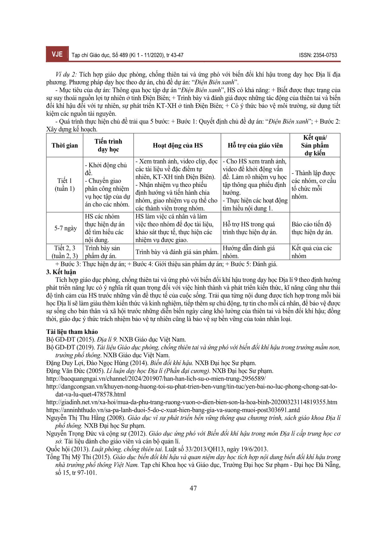 Tích hợp giáo dục phòng, chống thiên tai và ứng phó với biến đổi khí hậu trong dạy học Địa lí 9 ở trường Trung học Cơ sở theo hướng phát triển năng lực trang 5