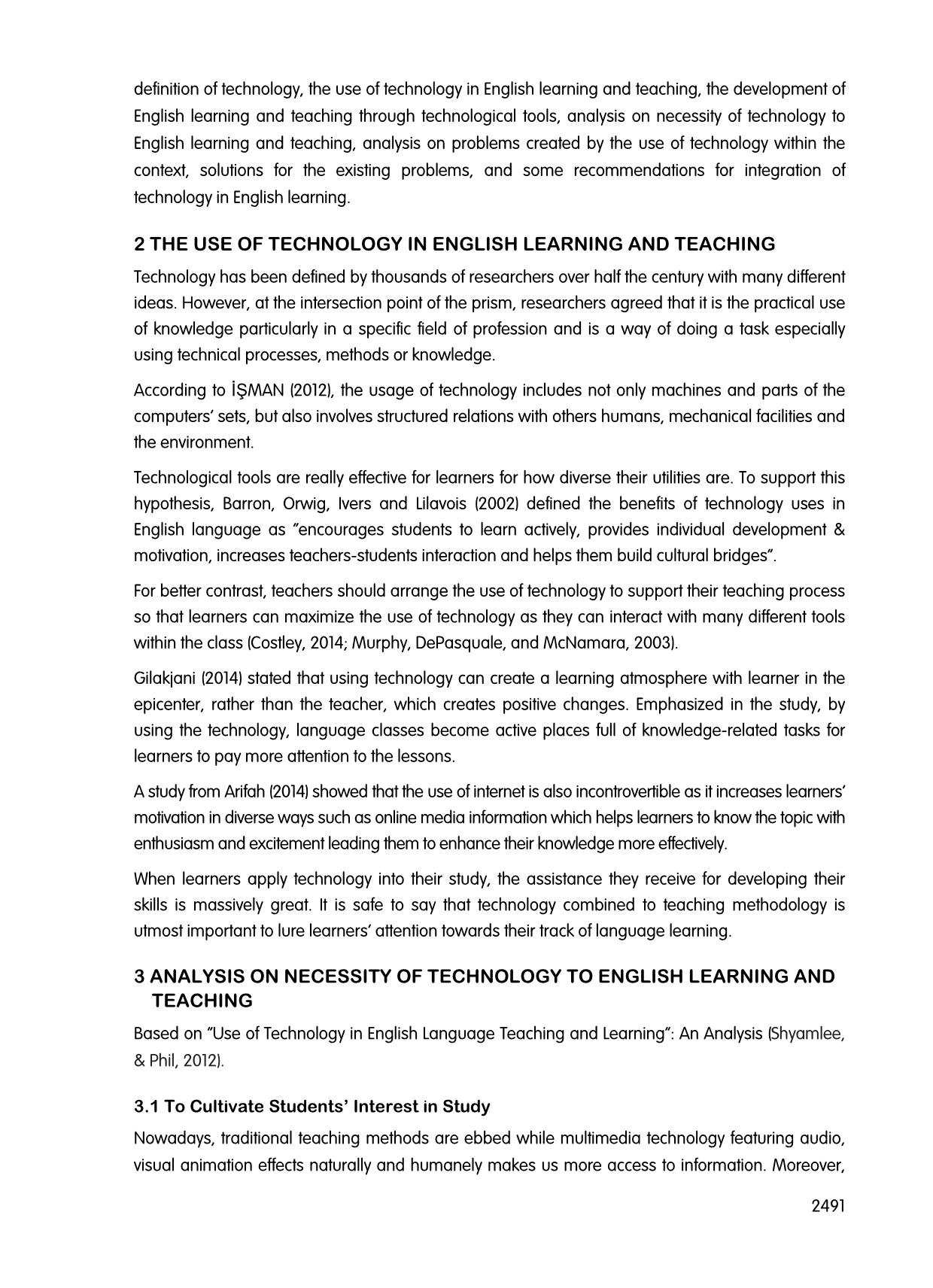 The use of technology in english language teaching and learning trang 2