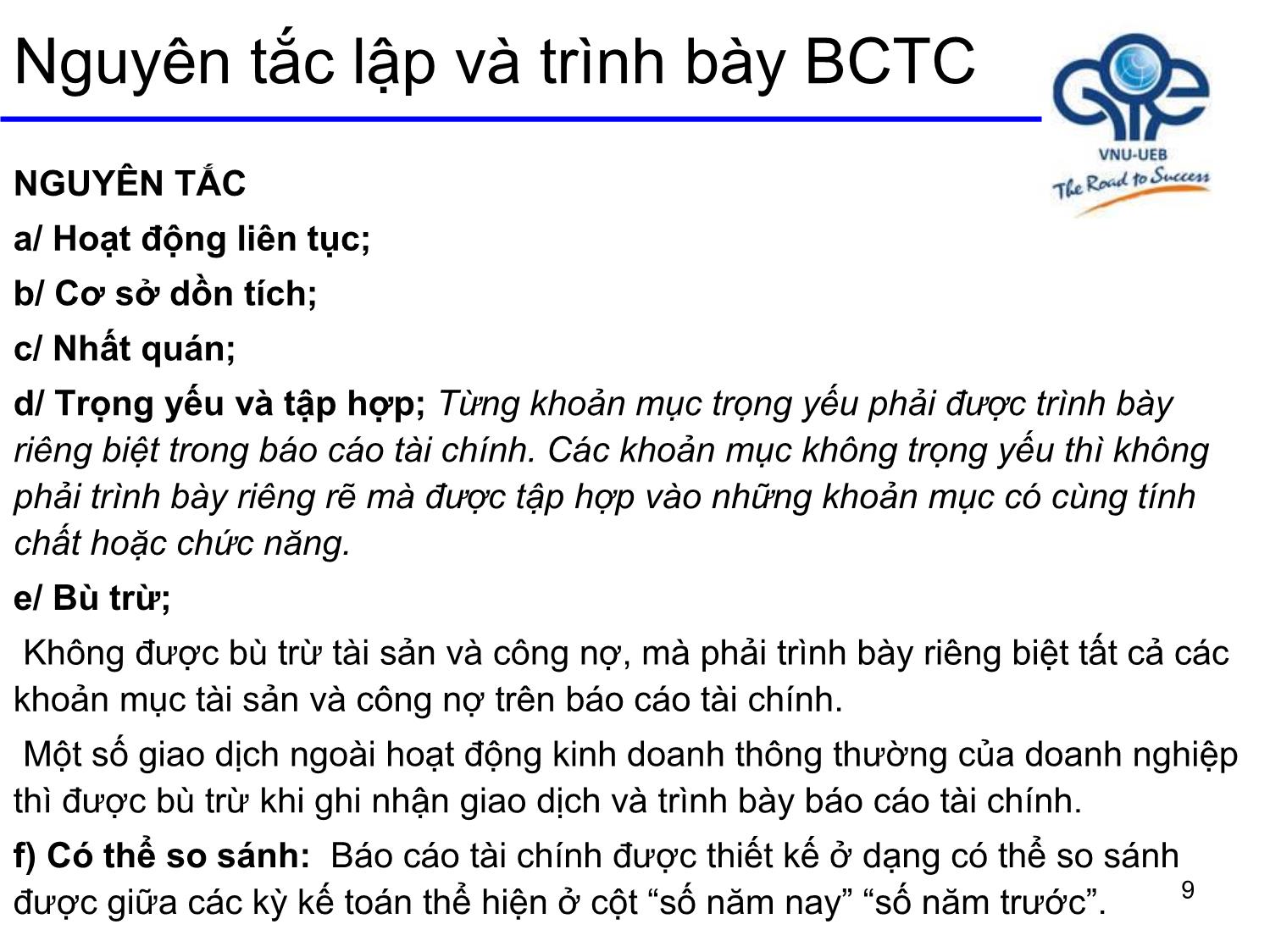 Bài giảng Nguyên lý kế toán - Bài 2: Báo cáo tài chính - Trần Thế Nữ trang 9