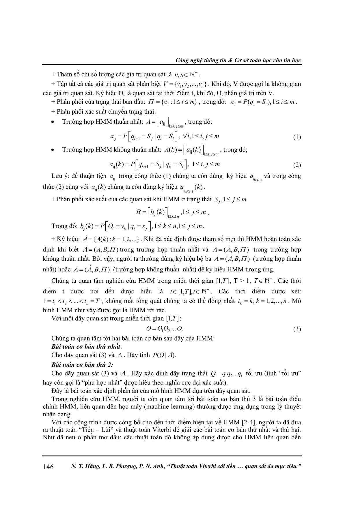 Thuật toán Viterbi cải tiến và bài toán xác định số mục tiêu trong mô hình quan sát đa mục tiêu trang 2