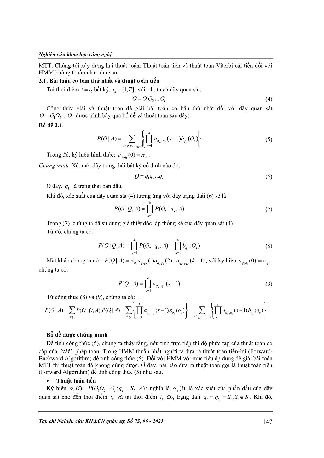 Thuật toán Viterbi cải tiến và bài toán xác định số mục tiêu trong mô hình quan sát đa mục tiêu trang 3