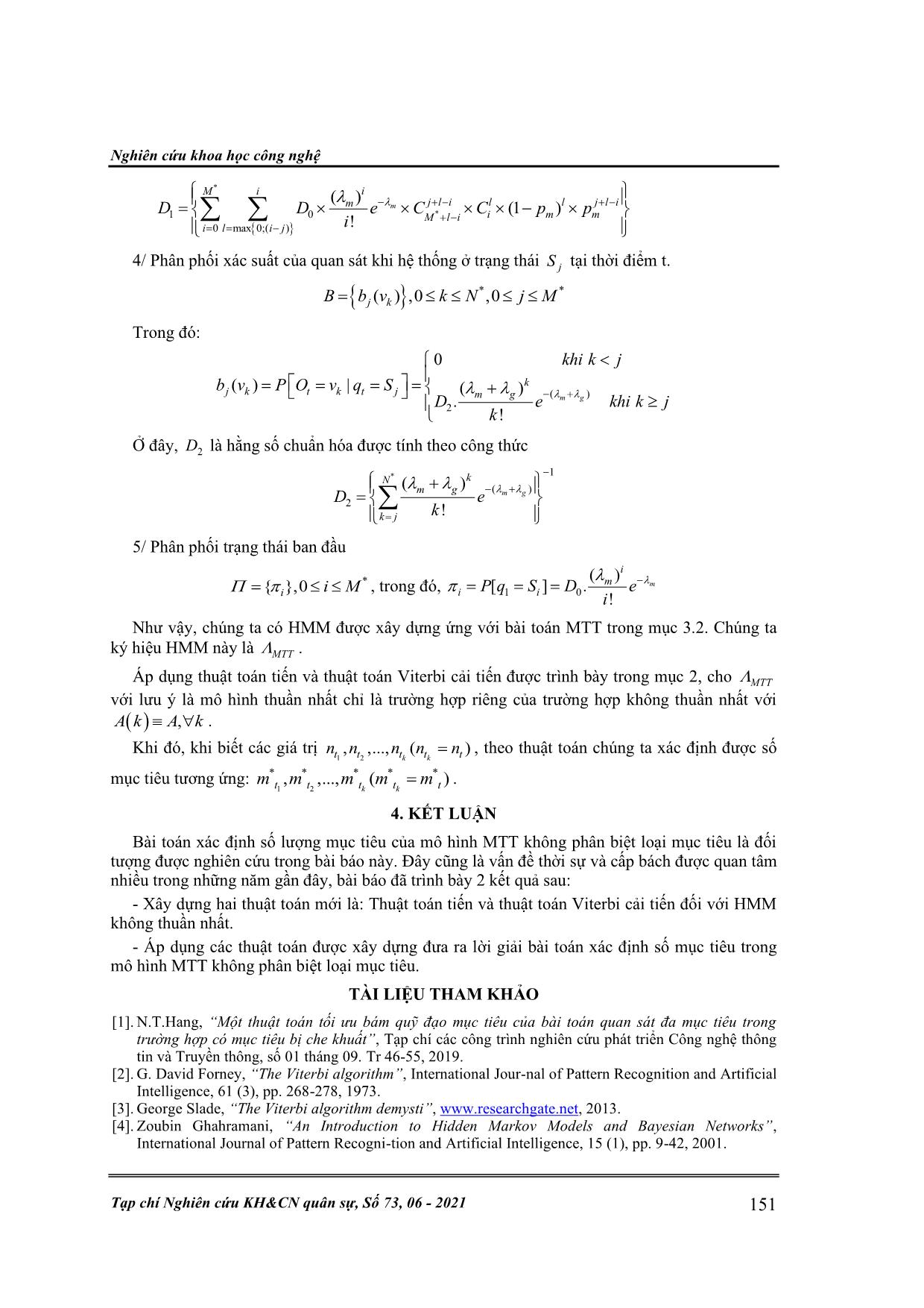 Thuật toán Viterbi cải tiến và bài toán xác định số mục tiêu trong mô hình quan sát đa mục tiêu trang 7