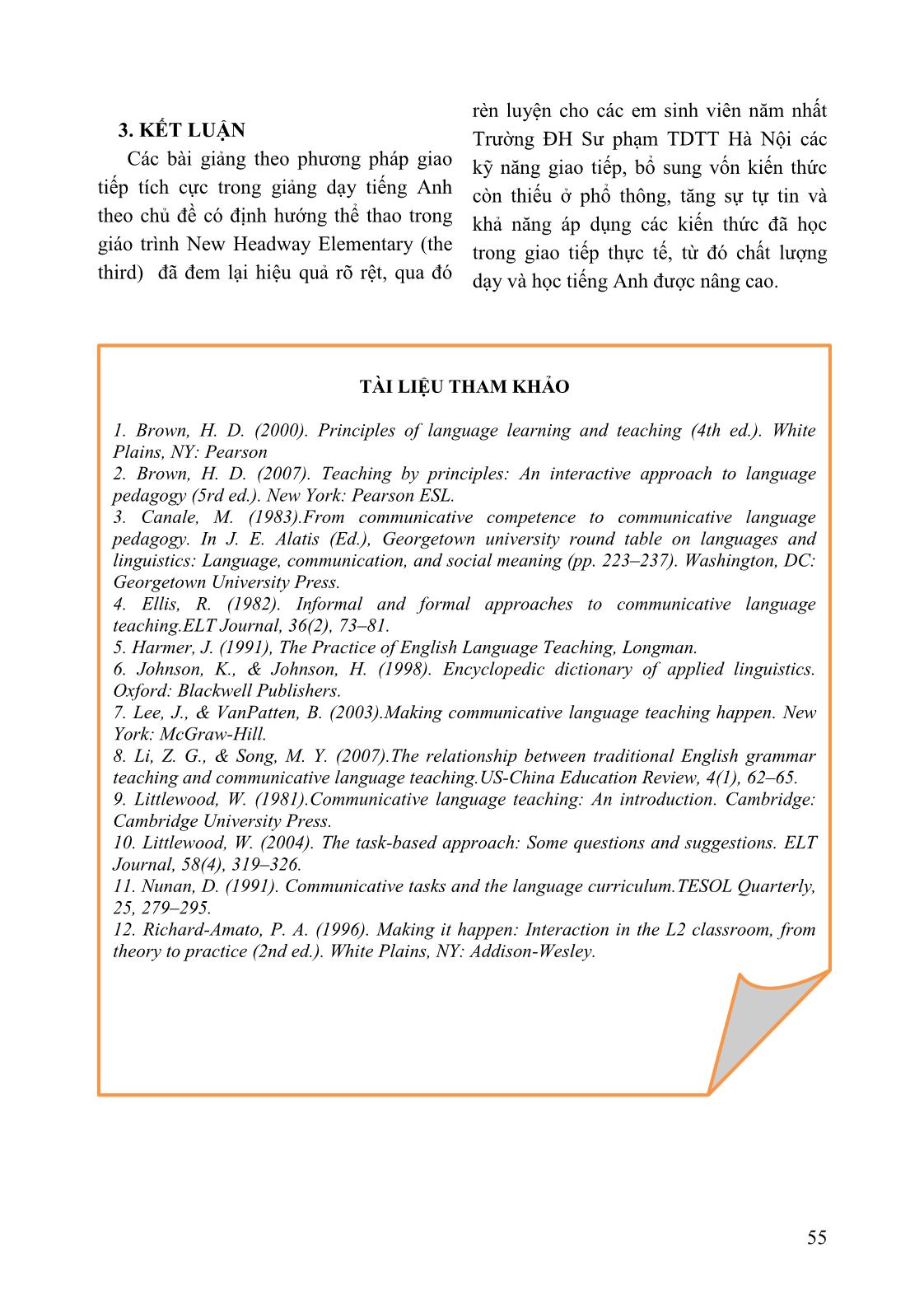 Ứng dụng phương pháp giao tiếp tích cực trong giảng dạy tiếng Anh theo chủ đề có định hướng thể thao nhằm nâng cao chất lượng học tập môn tiếng anh cho sinh viên năm thứ nhất trường Đại học sư phạm thể dục thể thao Hà Nội trang 5