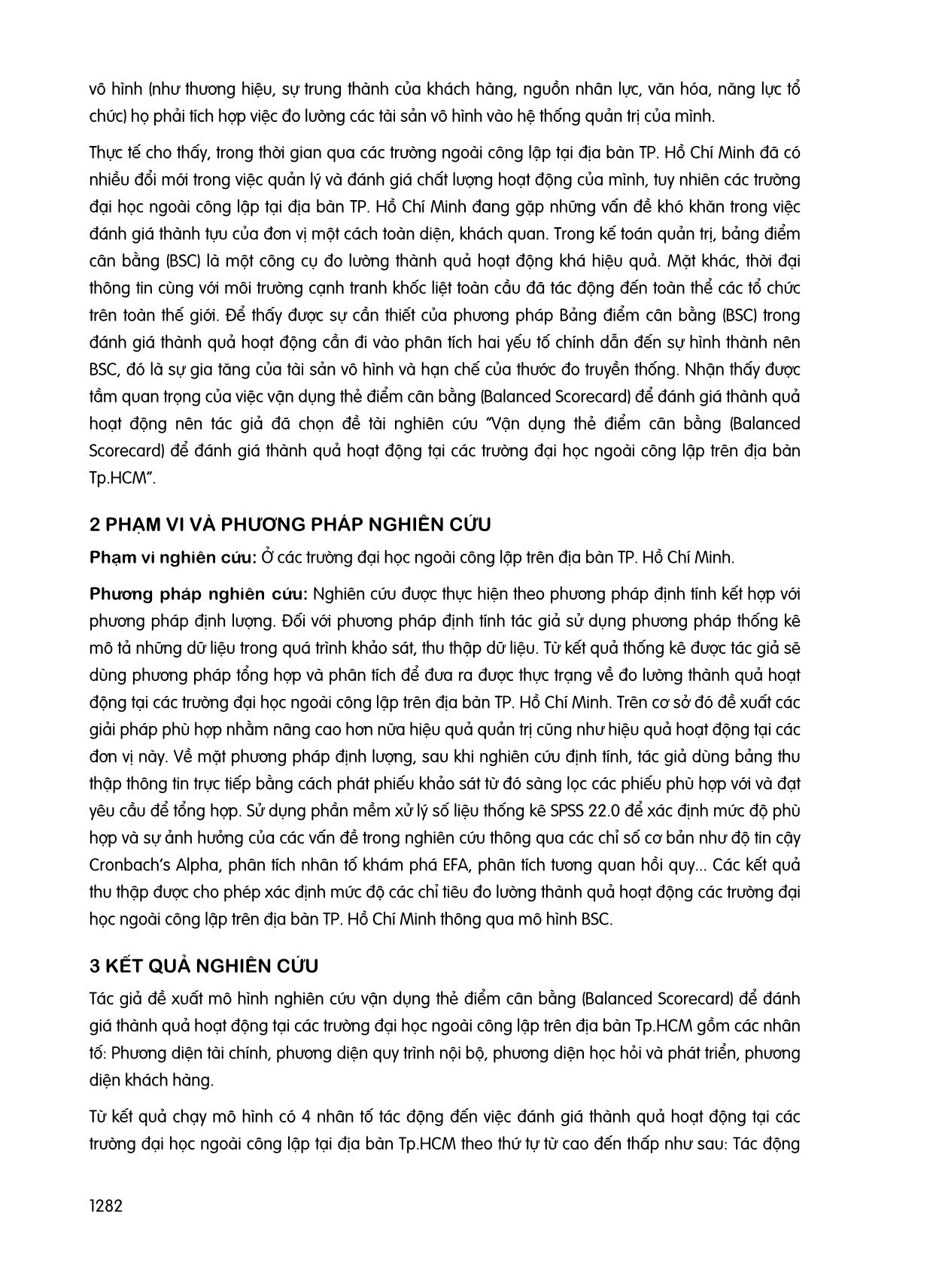 Vận dụng bảng điểm cân bằng (Balanced scorecard) để đánh giá thành quả hoạt động tại các trường Đại học ngoài công lập trên địa bàn thành phố Hồ Chí Minh trang 2